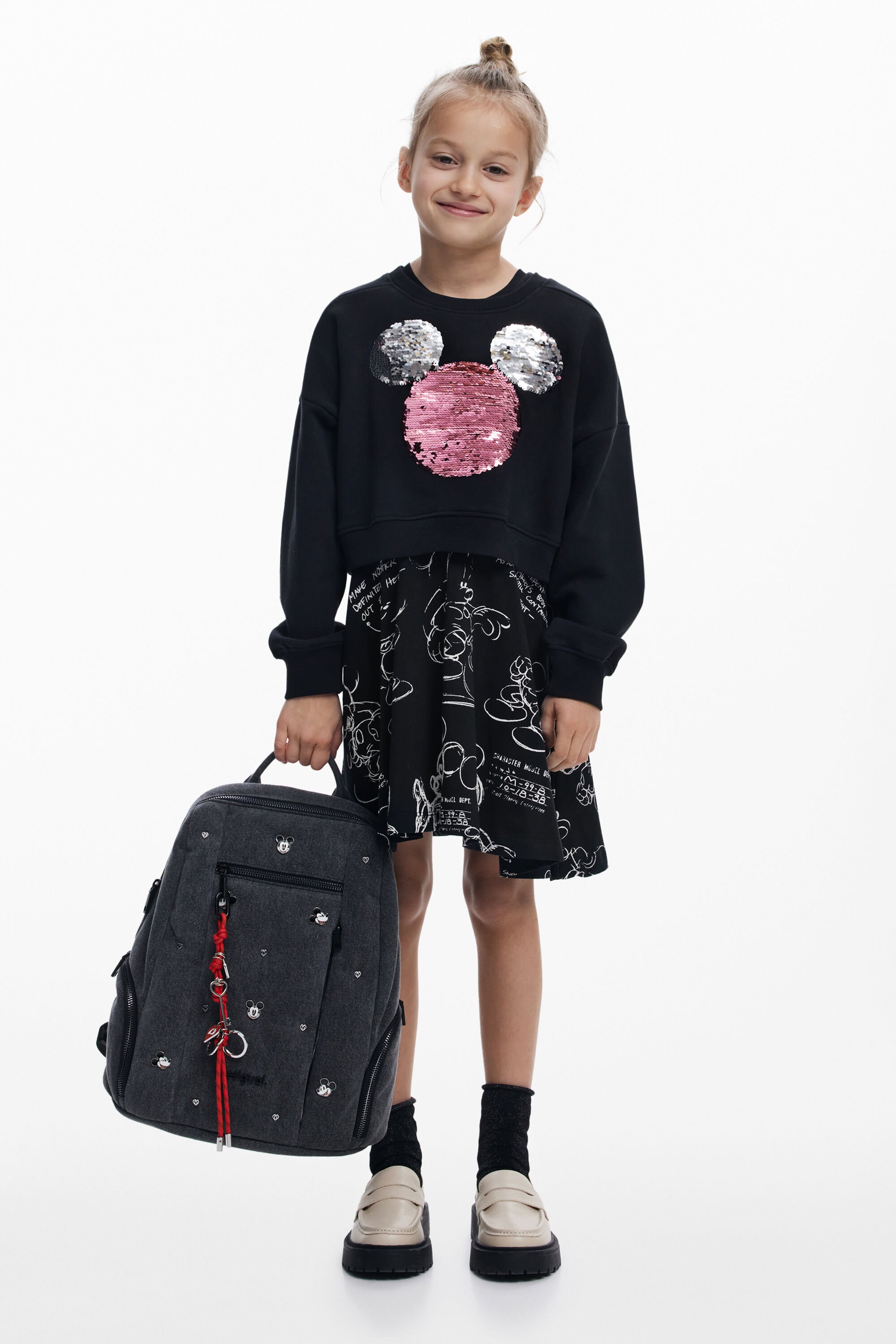 Desigual, 2-in-1 Mickey™ dress, Kinder, Baumwolle, Schwarz, 5/6