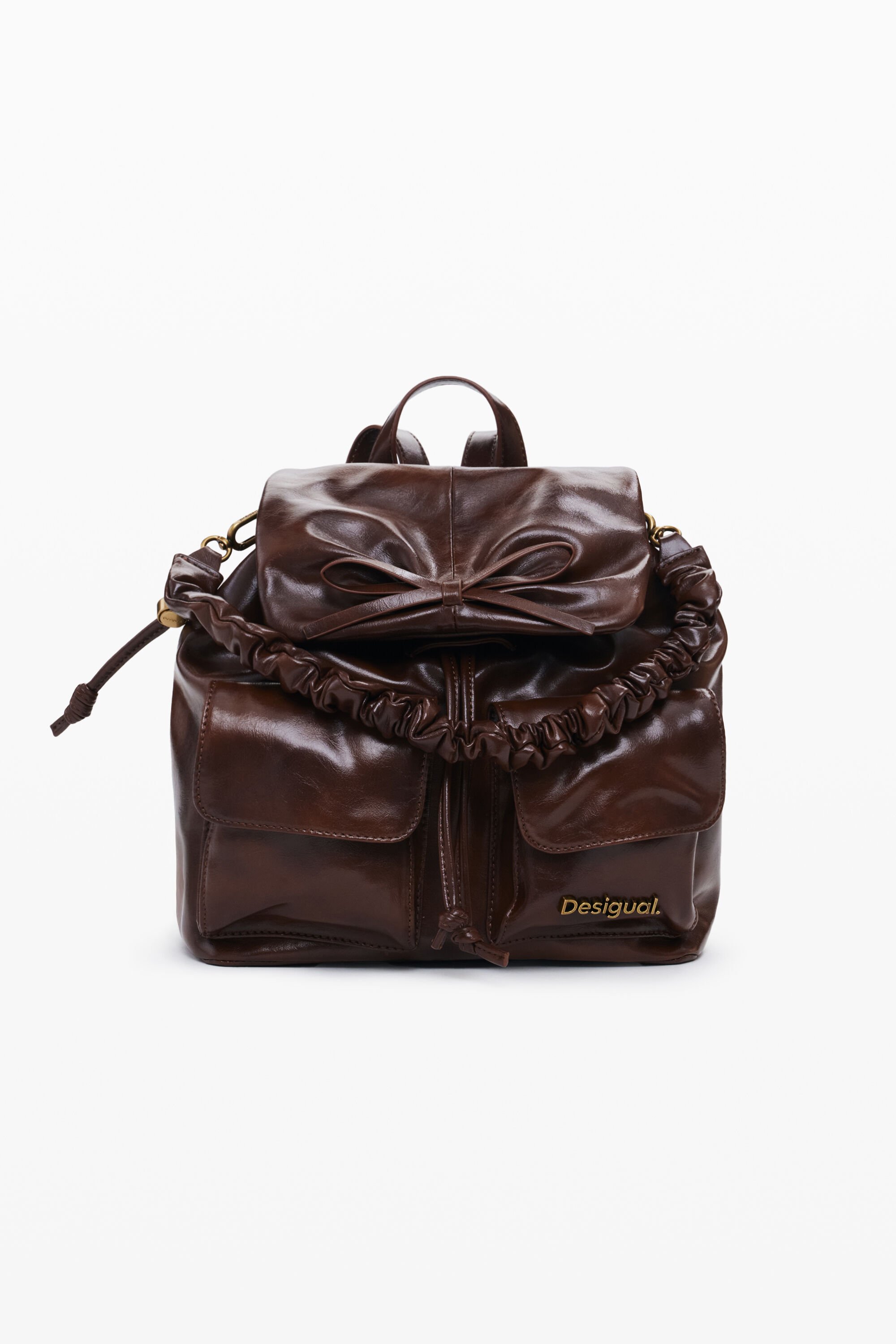 Desigual, Kleiner Rucksack mit Schleife, Damen, Polyurethan, Braun, U