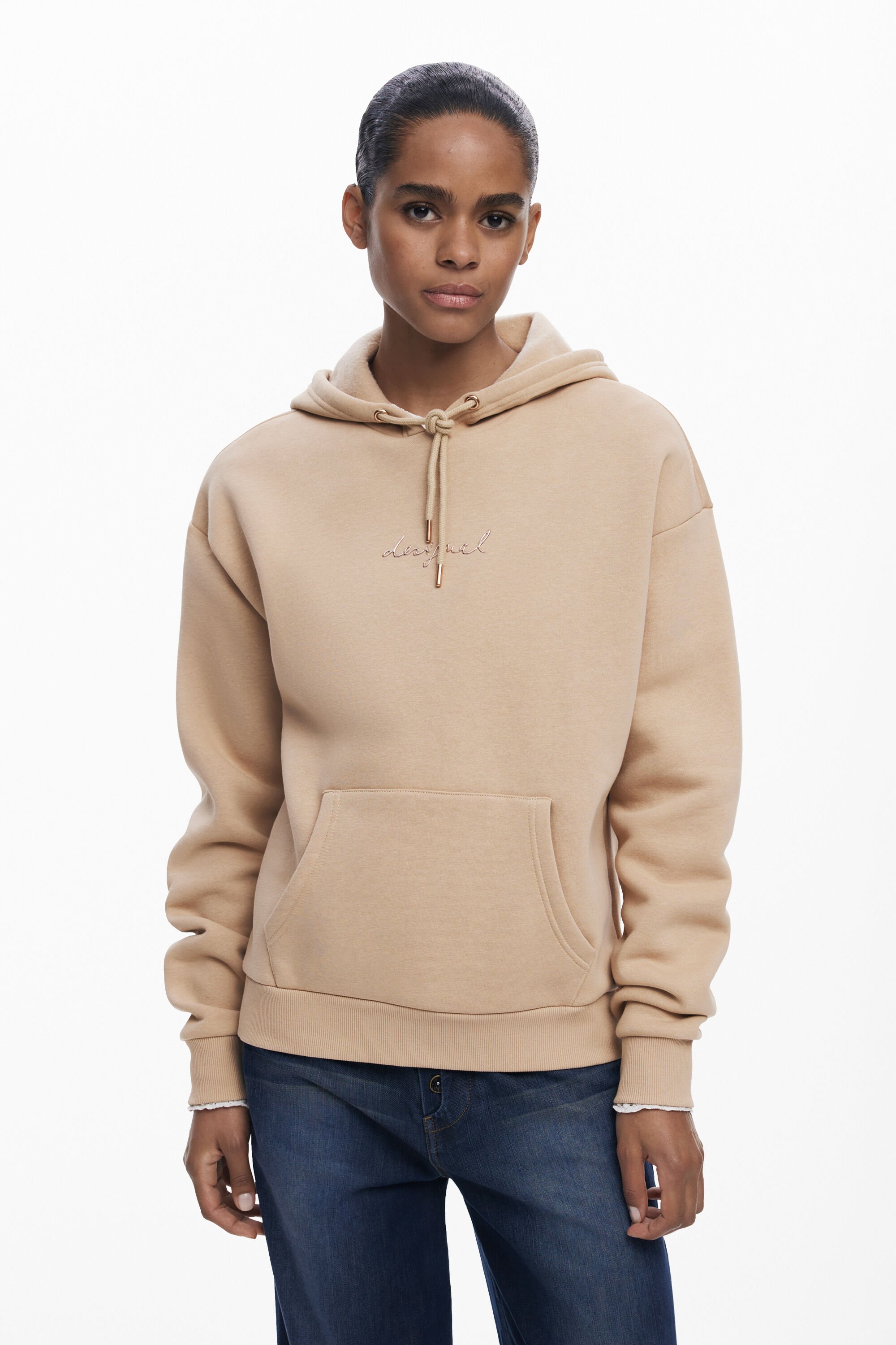 Desigual, Basic-Sweatshirt mit Logo, Damen, Orange, XL