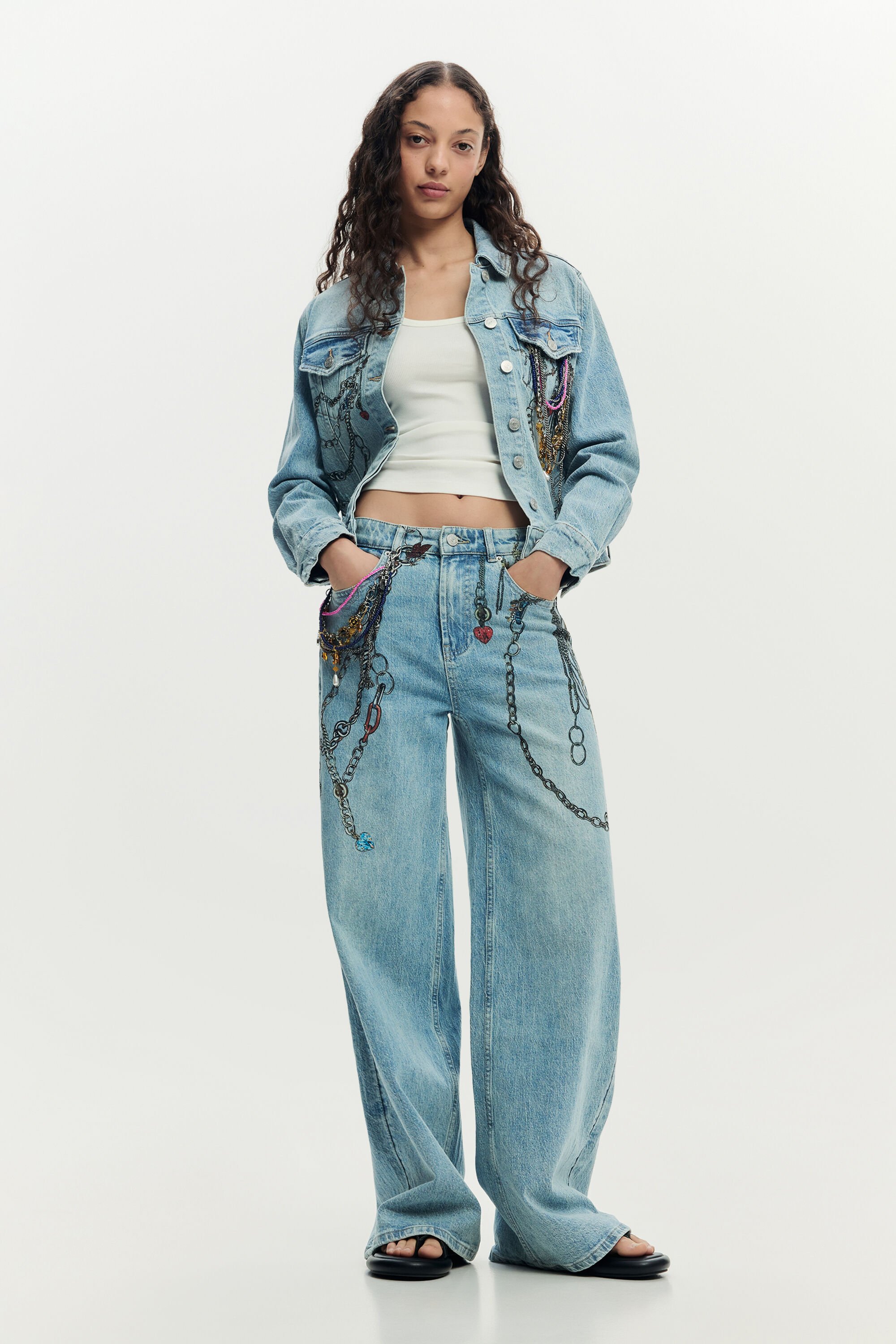 Desigual, jeanshose ketten, Damen, Baumwolle, Blau, 44