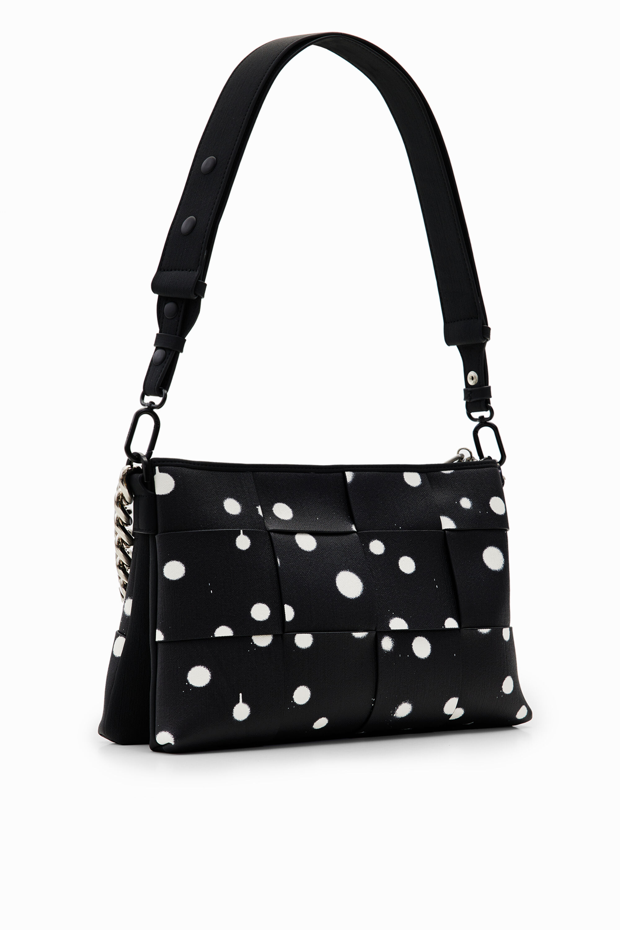 Desigual, Geflochtene Umhängetasche M Tropfen, Polyurethan, Schwarz, U