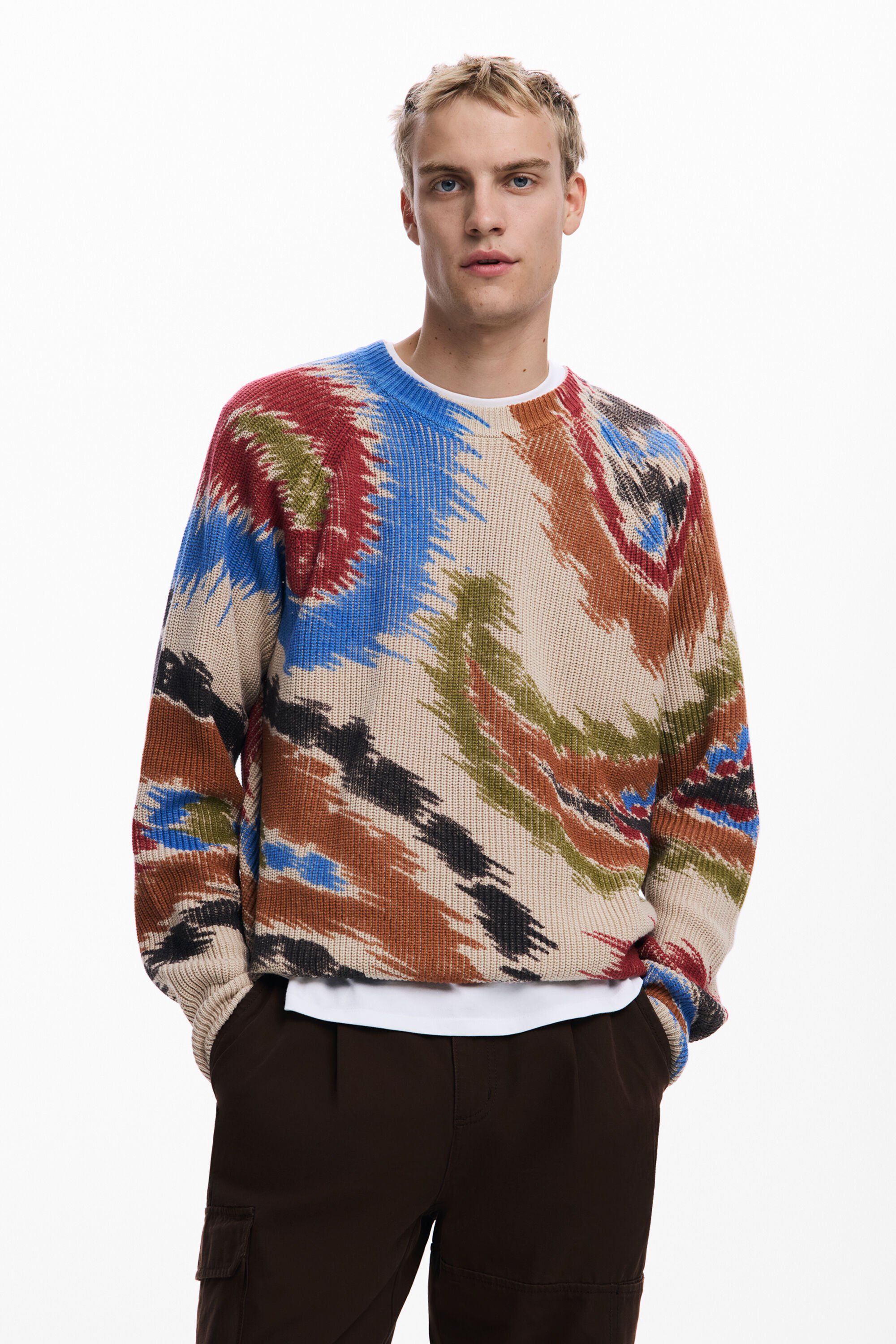 Desigual, Abstrakter Paisley-Pullover, Herren, Braun, XL