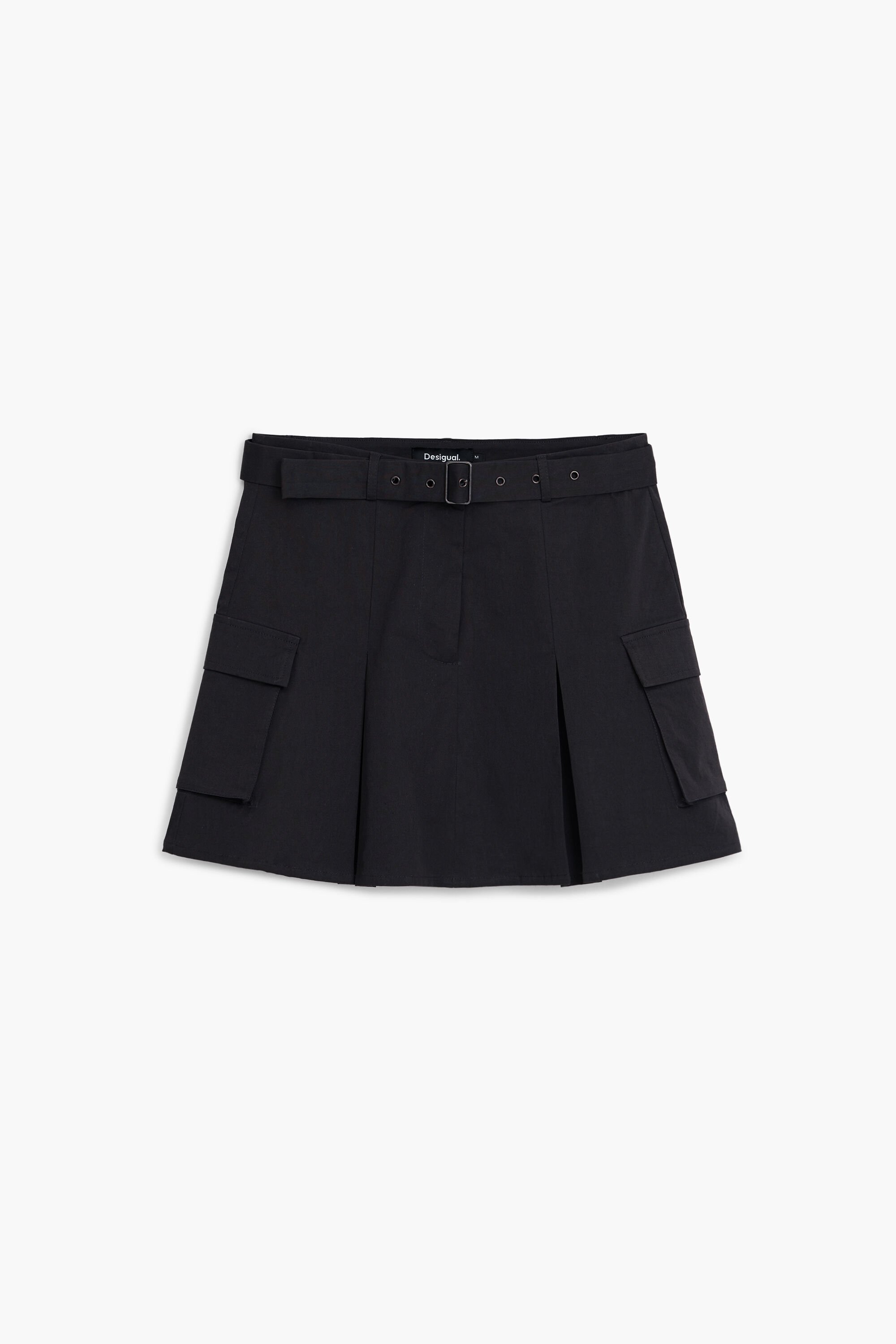 Desigual, Faltenrock mit Gürtel, Damen, Baumwolle, Schwarz, XL