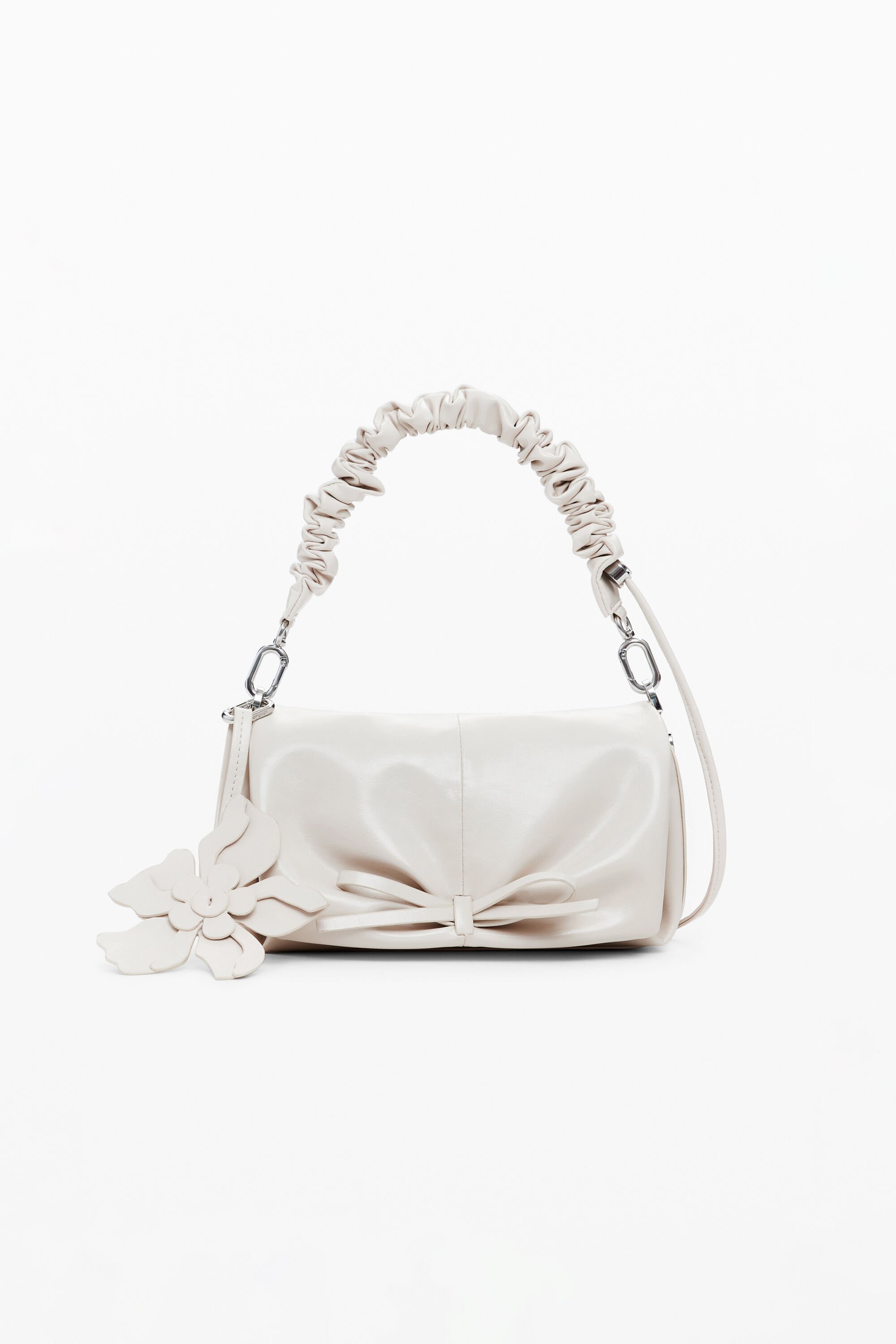 Desigual, Glänzende Schleifentasche, Damen, Polyurethan, Weiß, U