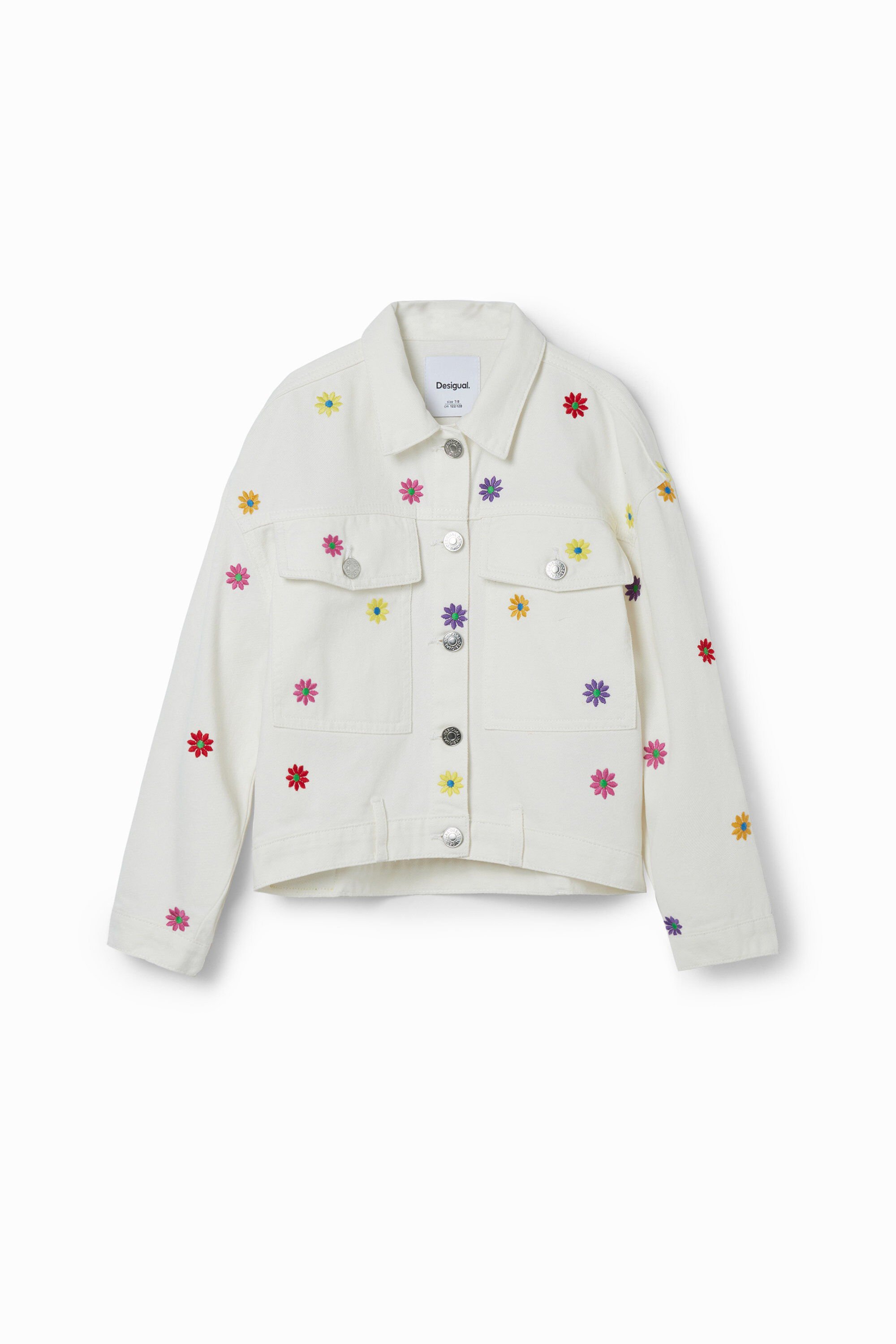 Desigual, Jeans-Truckerjacke Margeriten, Kinder, Baumwolle, Weiß, 5/6