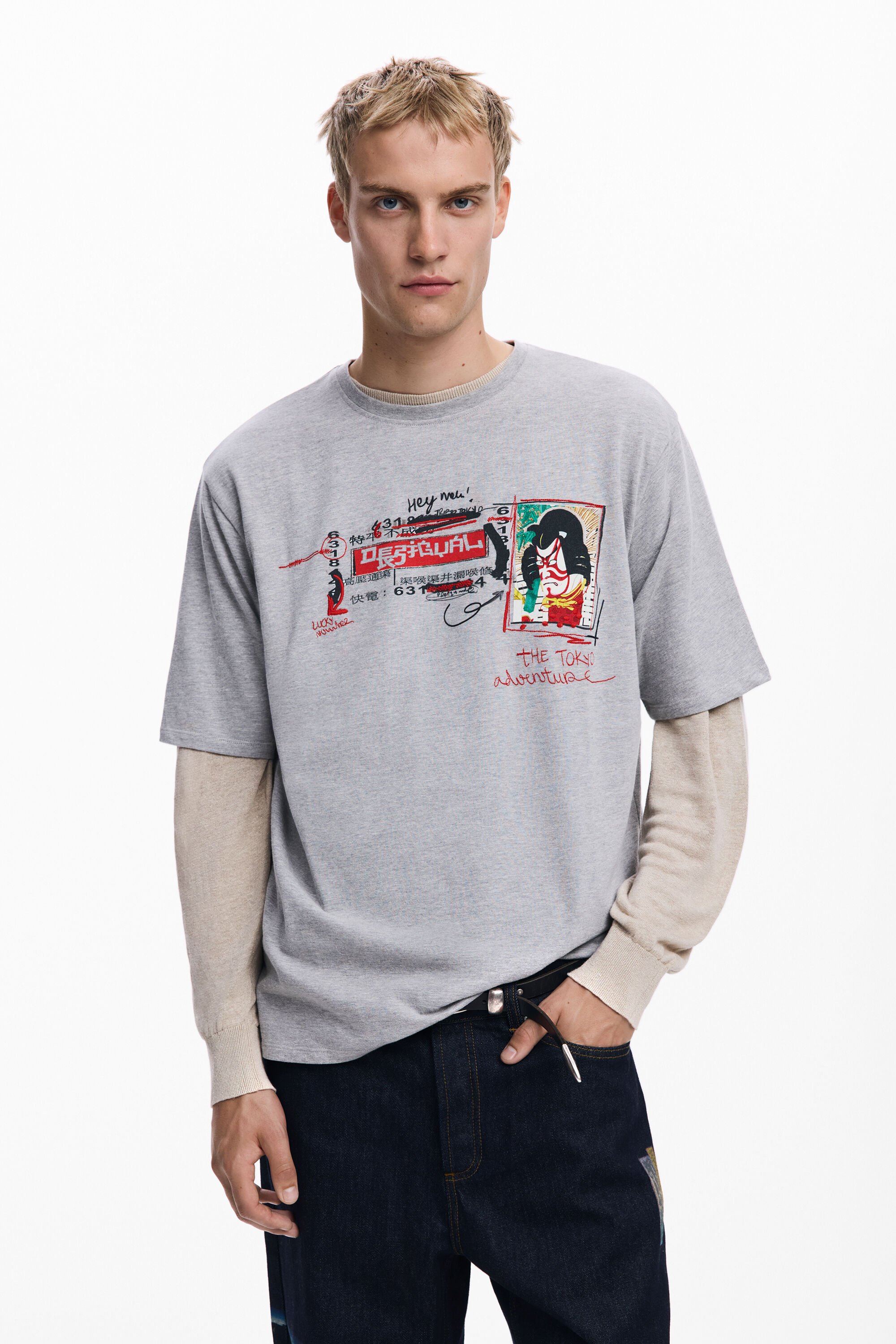 Desigual, Kurzarm-T-Shirt Tokio, Herren, Schwarz, XXL