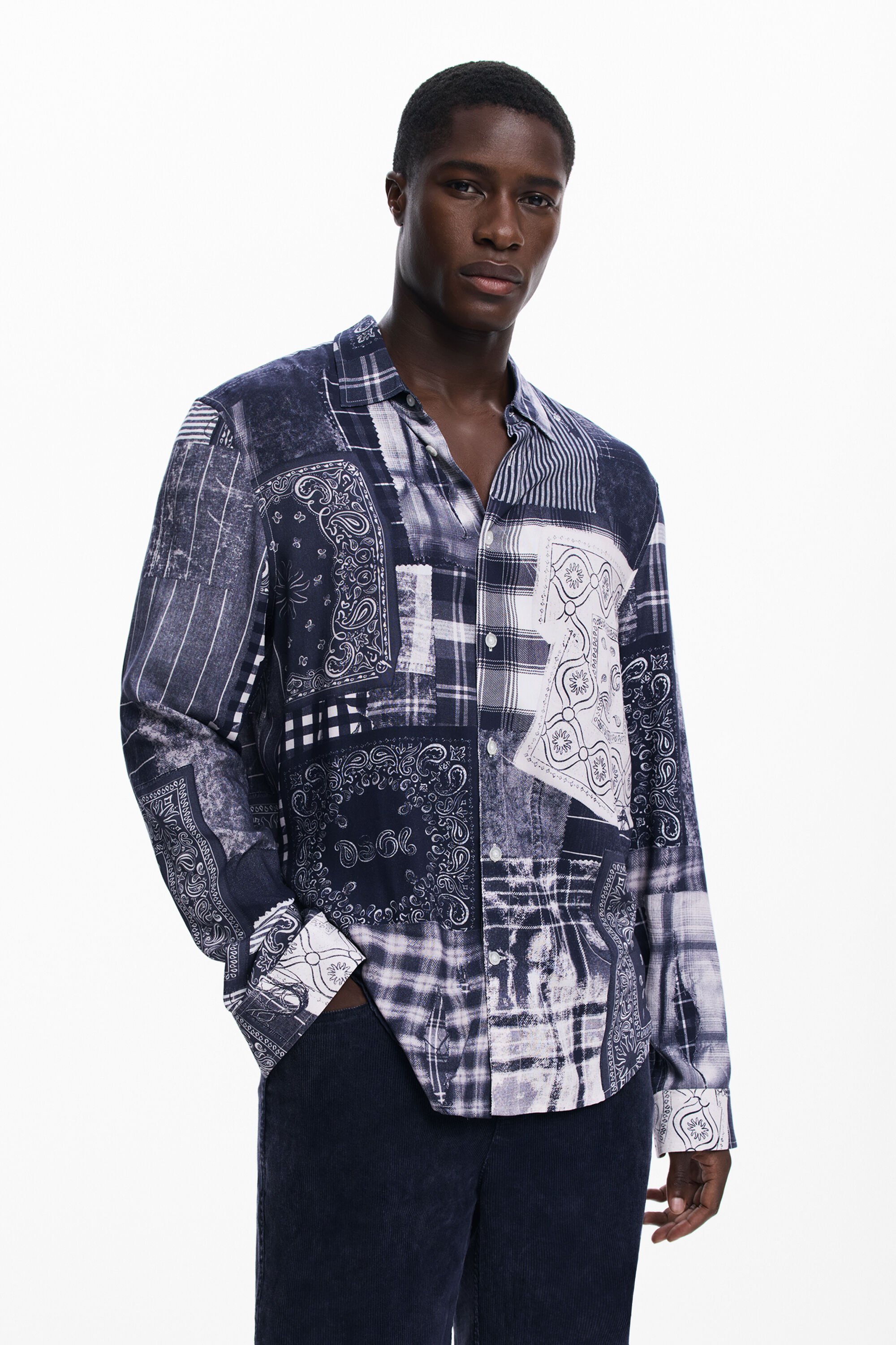 Desigual, Paisley-Hemd, Herren, Viskose, Blau, M