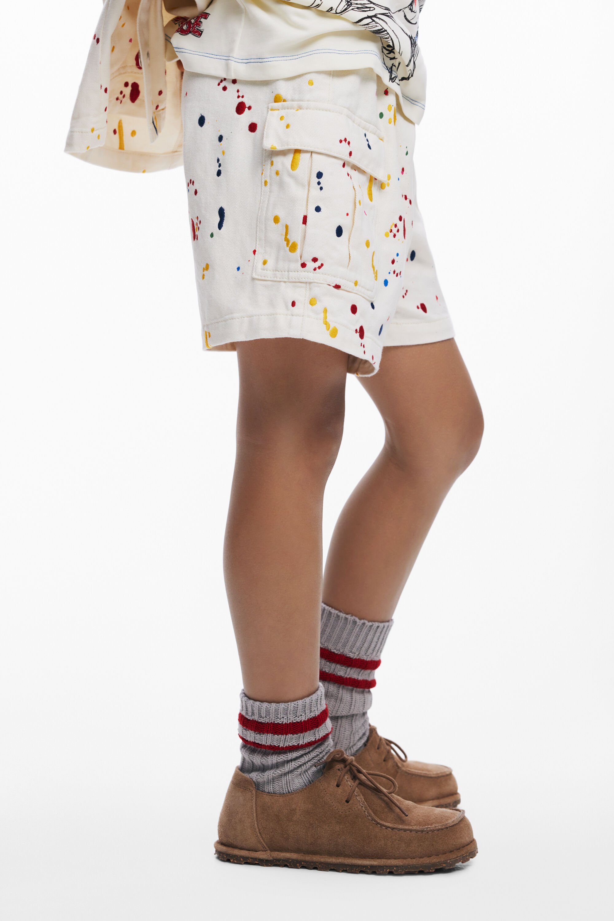 Desigual, Cargo-Bermuda Splash, Kinder, Baumwolle, Weiß, 7/8