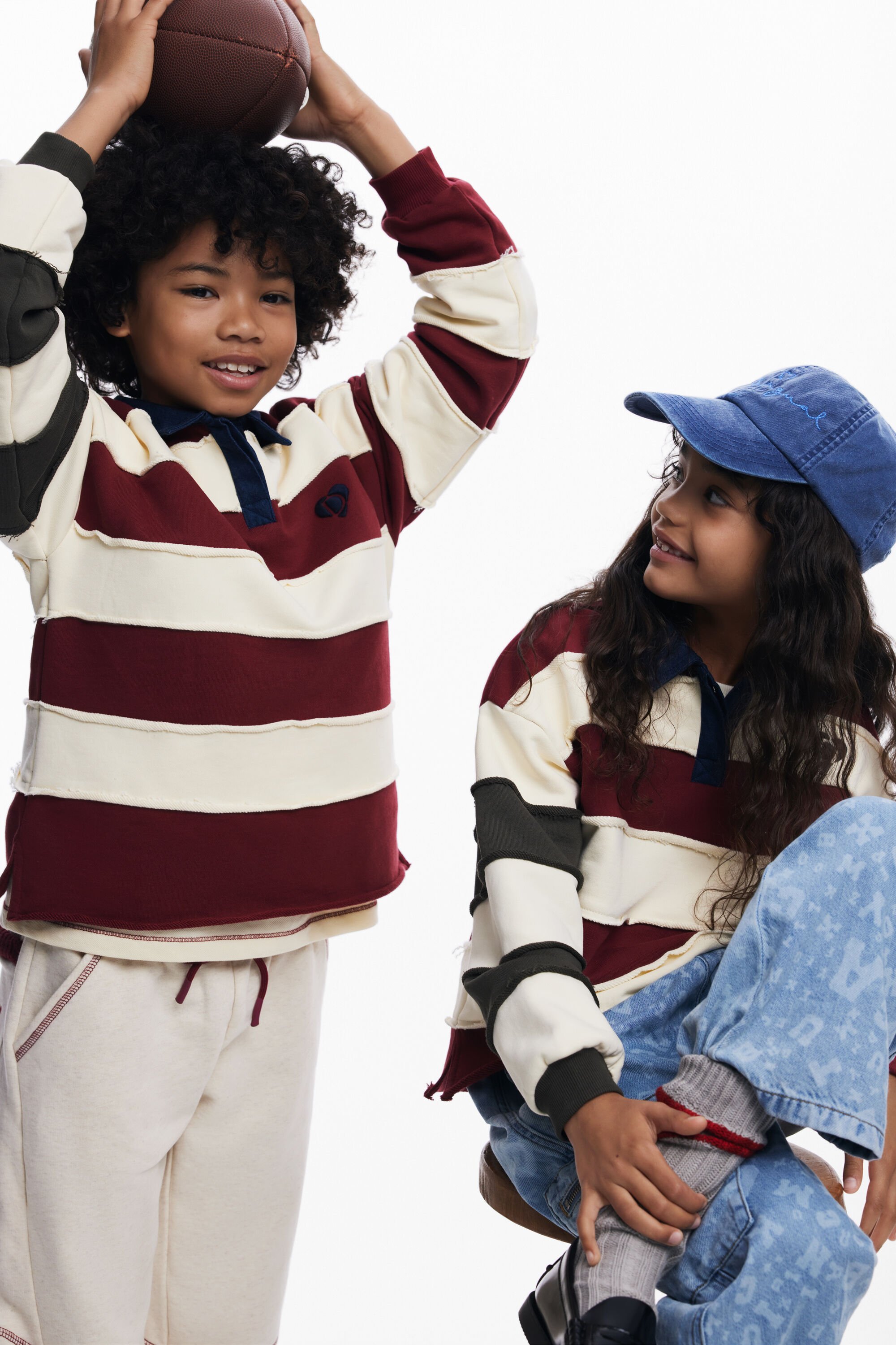 Desigual, LANGARM-POLO MIT STREIFEN, Kinder, Baumwolle, Weiß, 5/6