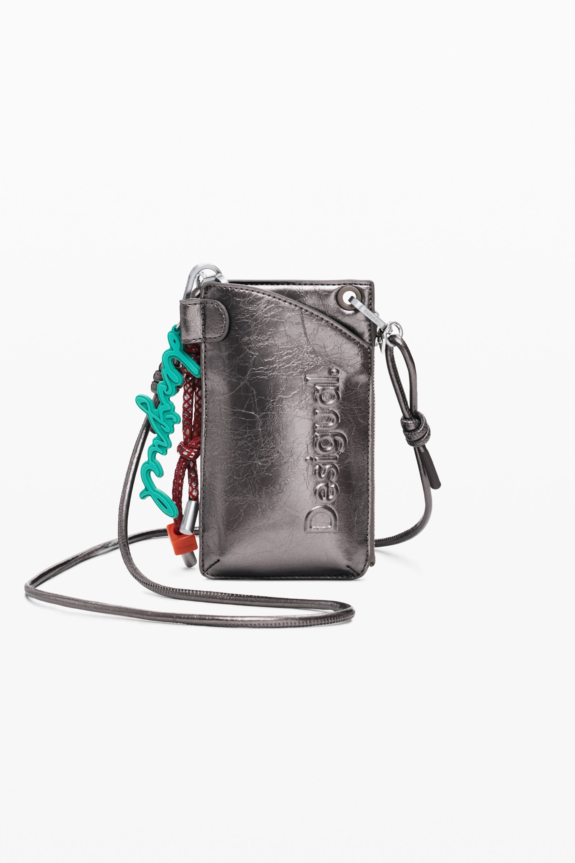 Desigual, Mittlere Handyhalterung mit metallisiertem 3D-Logo, Damen, Polyurethan, U