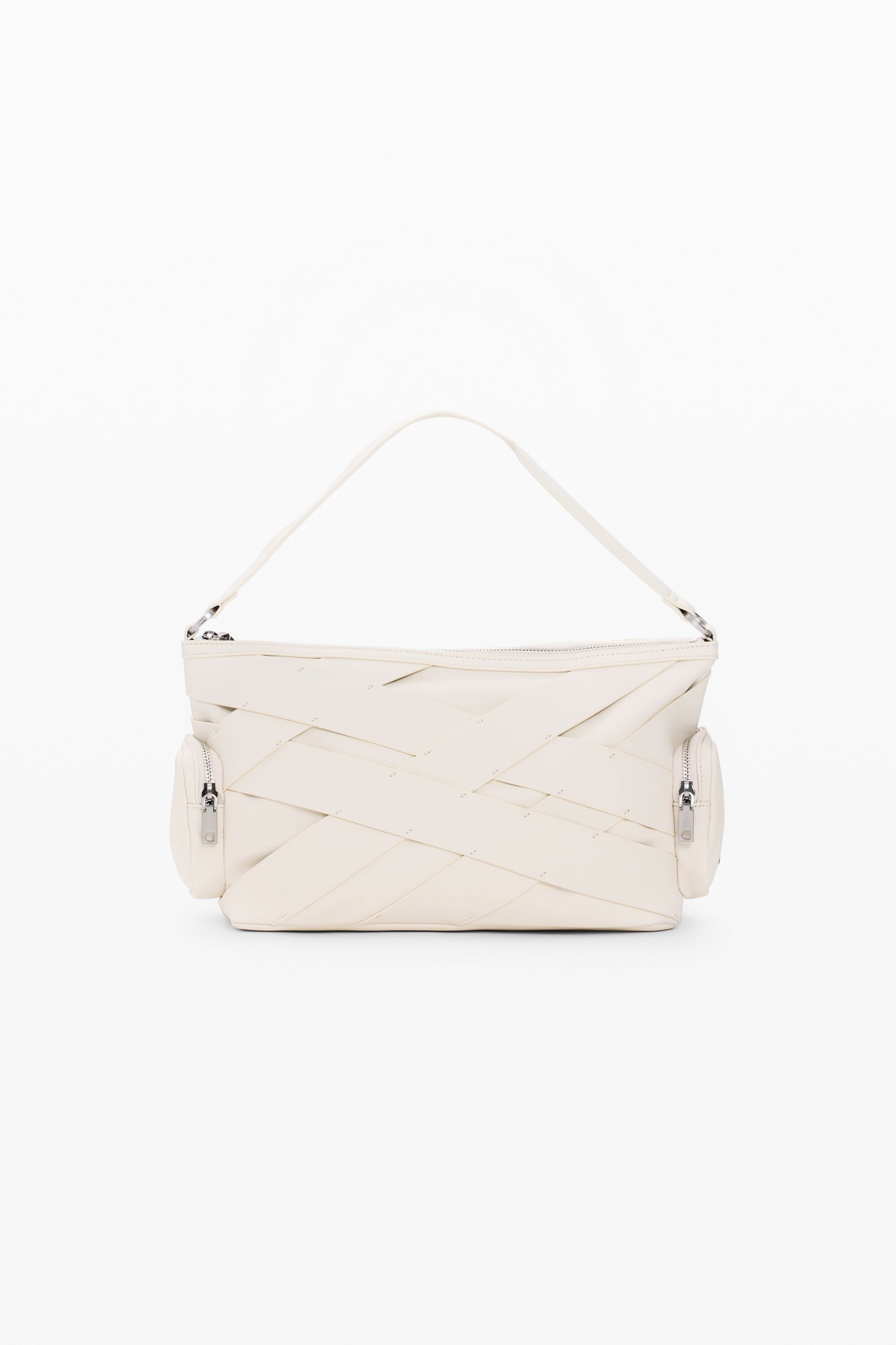 Desigual, Geflochtene mittelgroße Tasche mit Logo, Damen, Polyurethan, Braun, U