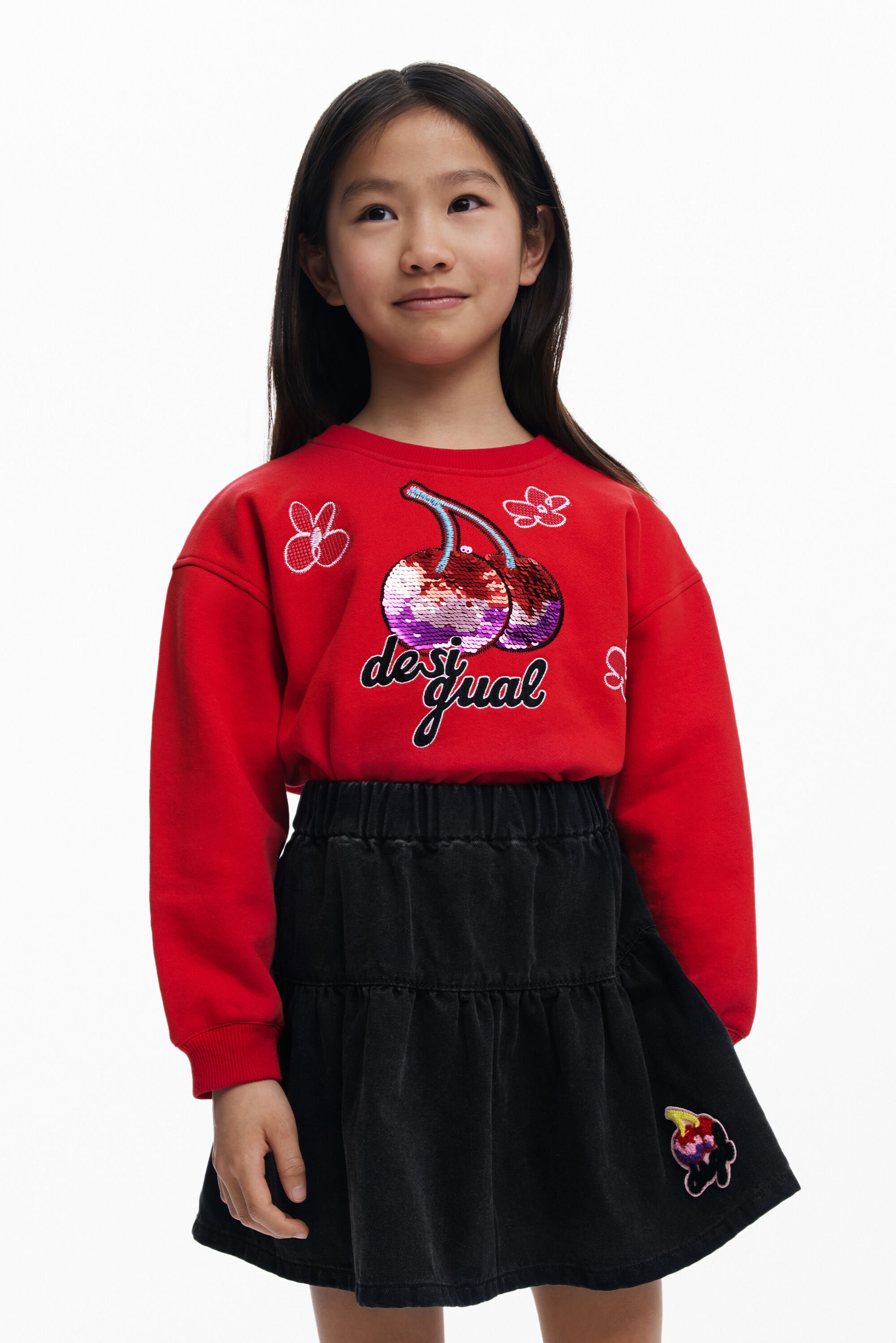 Desigual, Minirock mit Kirsch-Panels, Kinder, Schwarz, 13/14