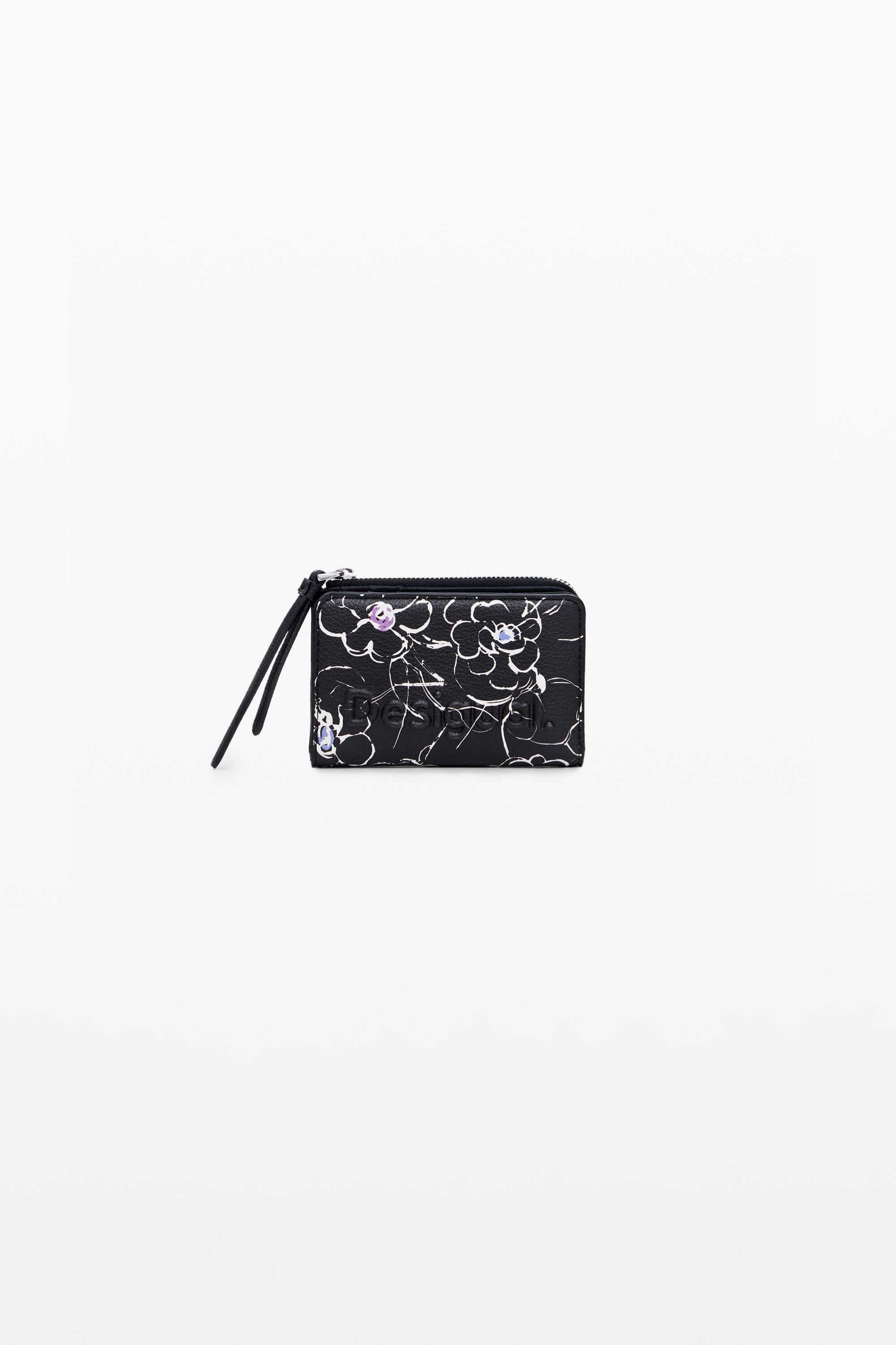 Desigual, Kleine Geldbörse mit Blumenmuster, Polyurethan, Schwarz, U