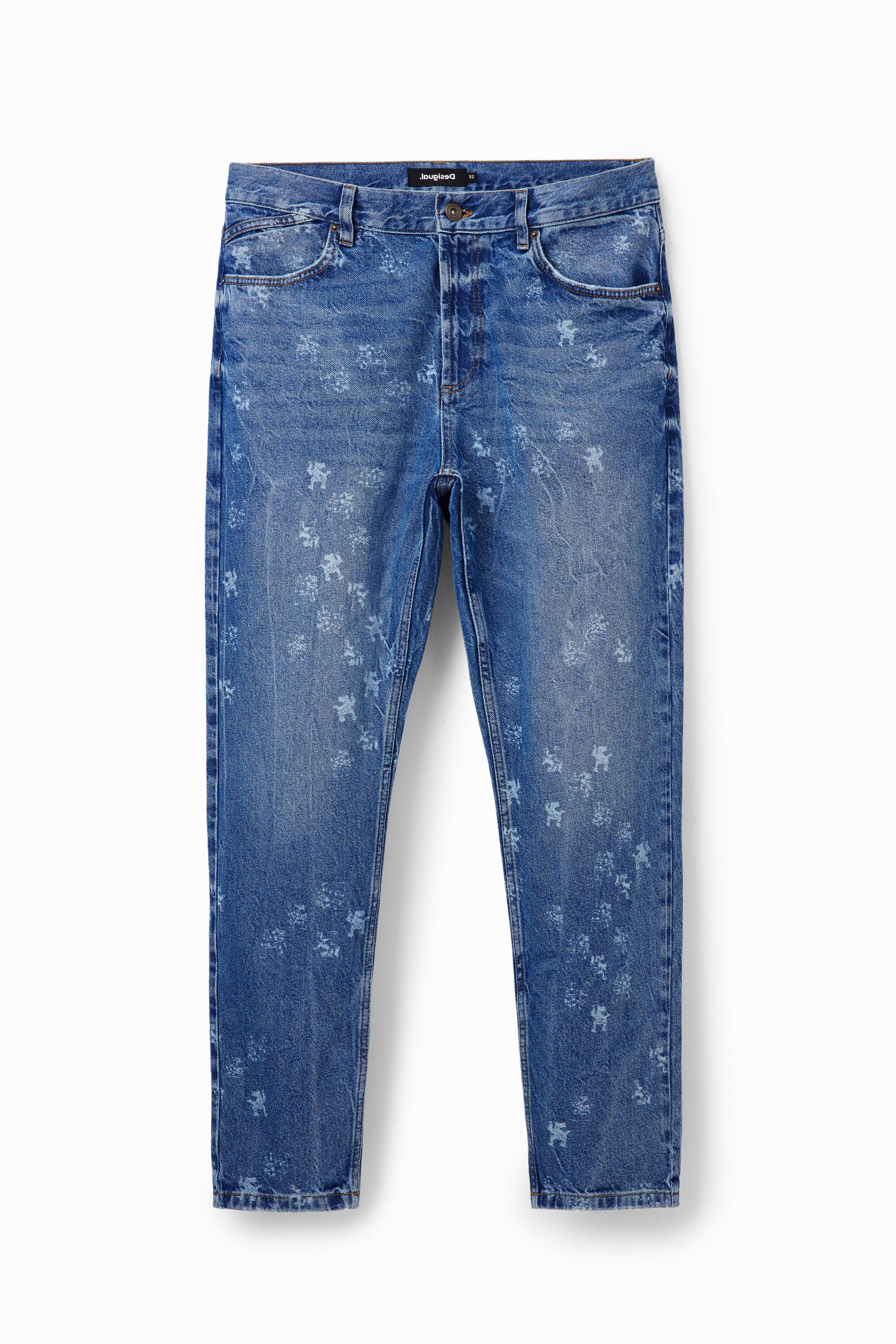Desigual, Loose Jeans Laser-Print, Herren, Baumwolle, Blau, 38