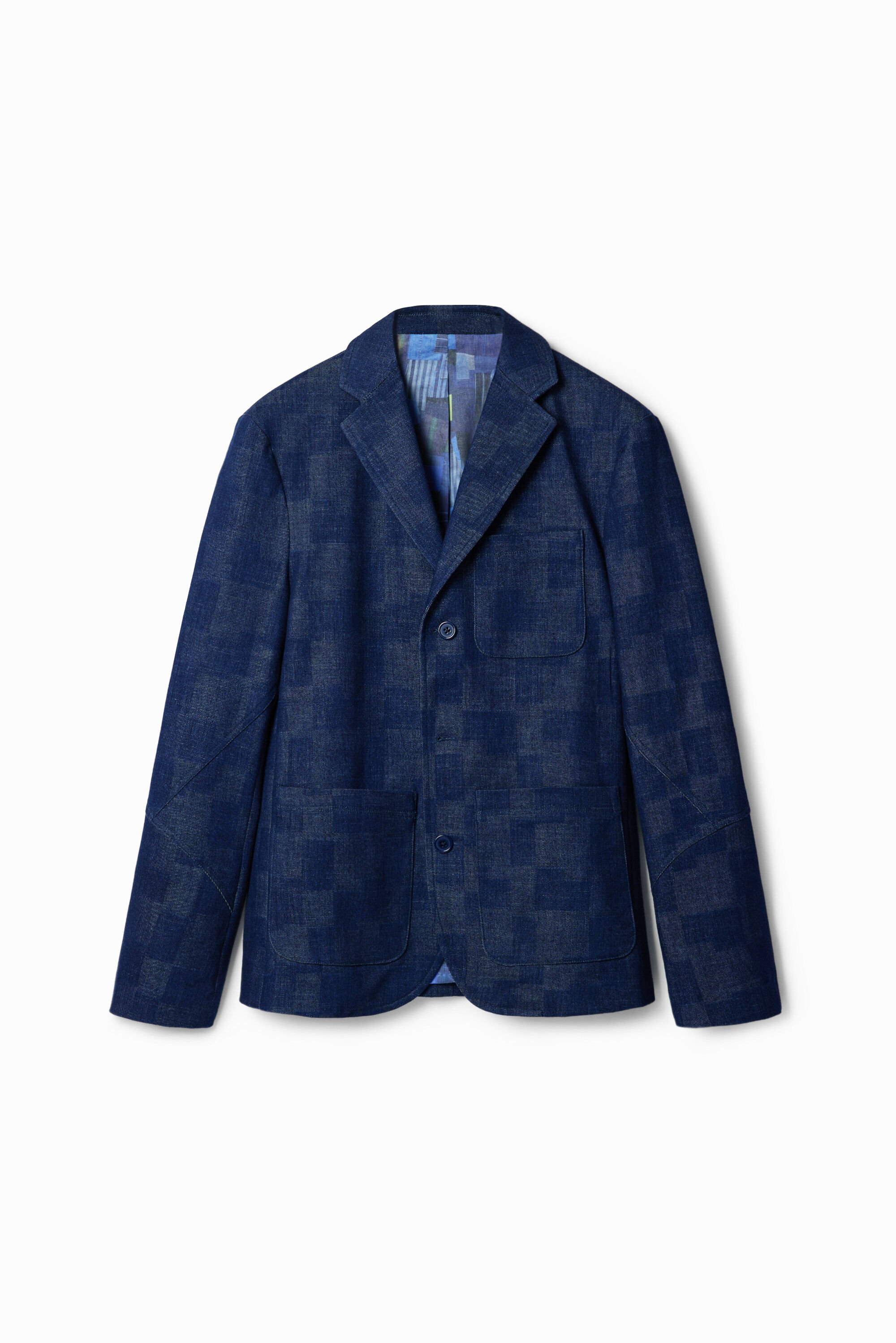 Desigual, Jeans-Jackett Karos, Herren, Baumwolle, Blau, XL