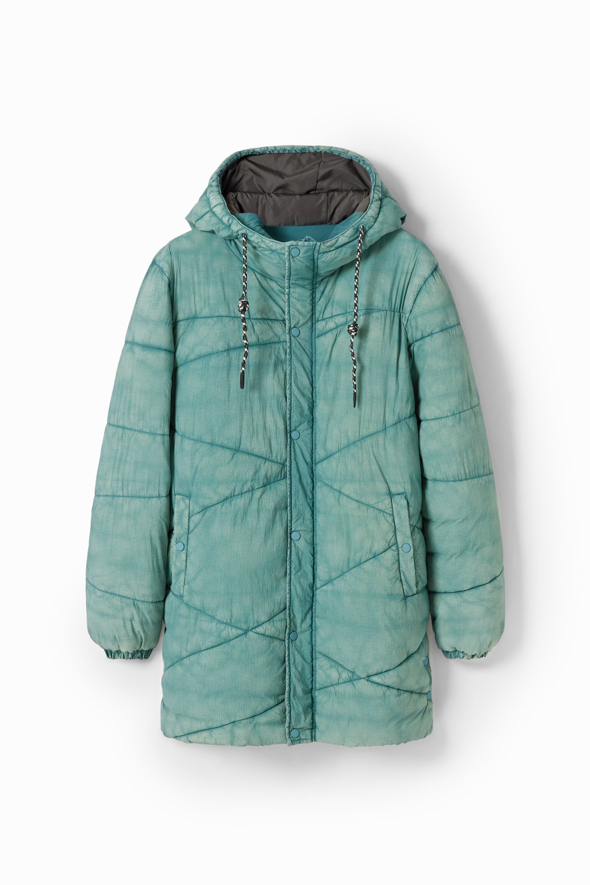 Desigual, Langer gesteppter Mantel, Herren, Polyamid, GrüN, XXL