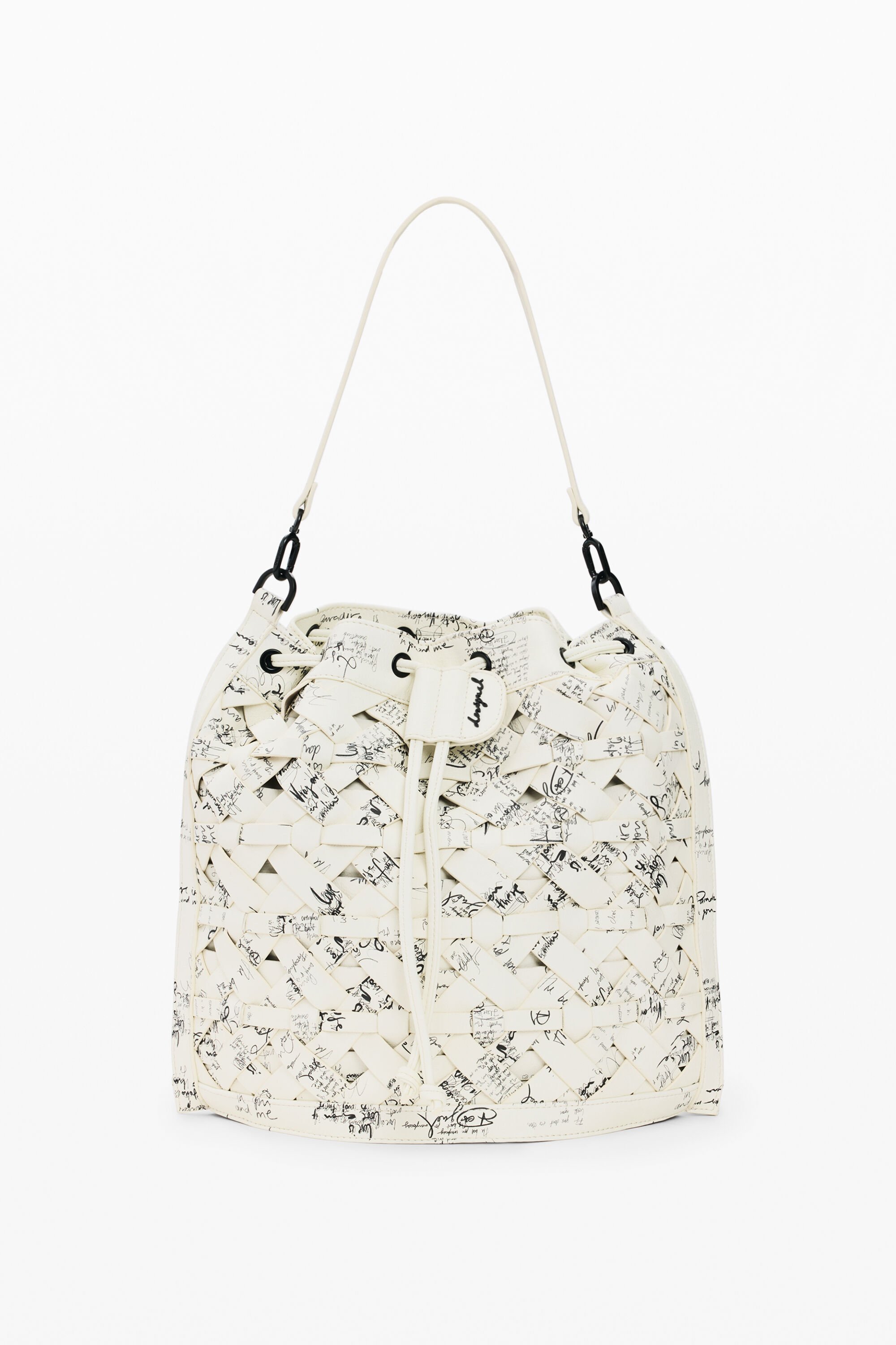 Desigual, Mittlerer Rucksack mit Schriftzug, Damen, Polyurethan, Weiß, U