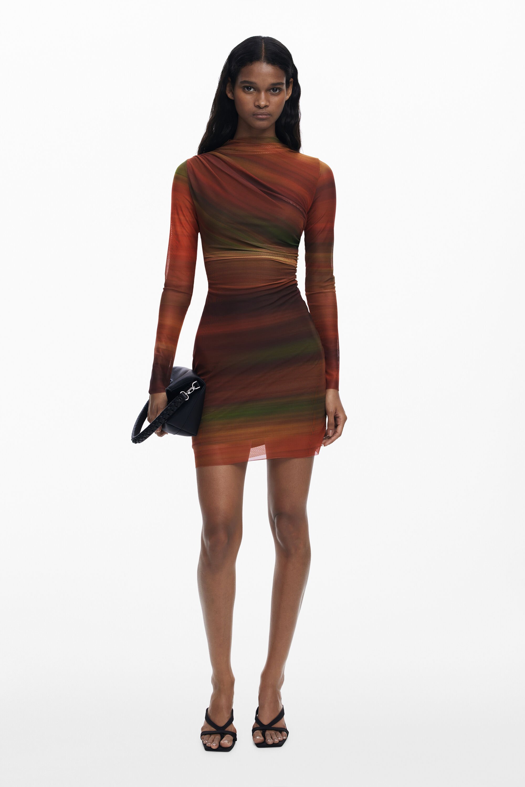 Desigual, Kurzes drapiertes Tüllkleid, Damen, Polyester, Orange, XS