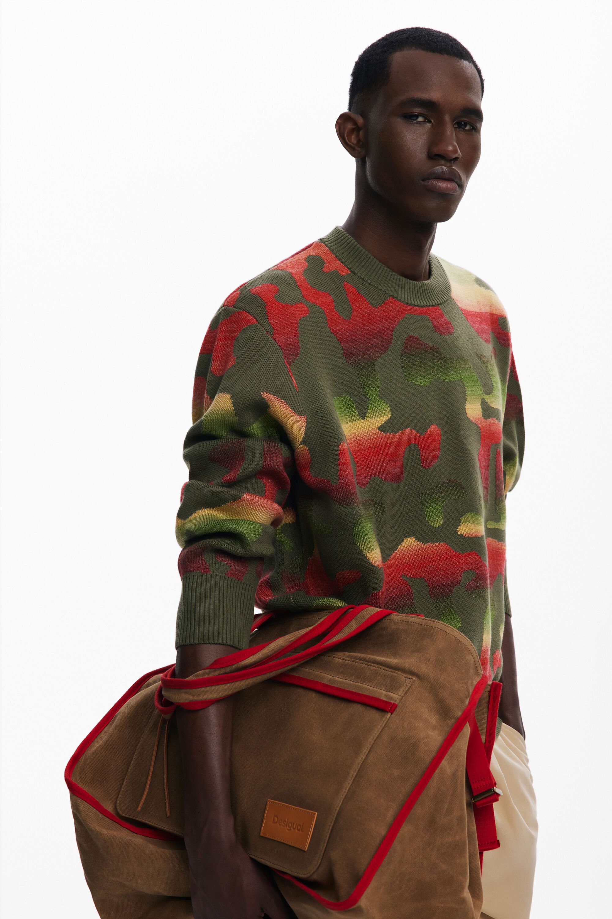 Desigual, Pullover mit Tierstreifen, Herren, GrüN, M