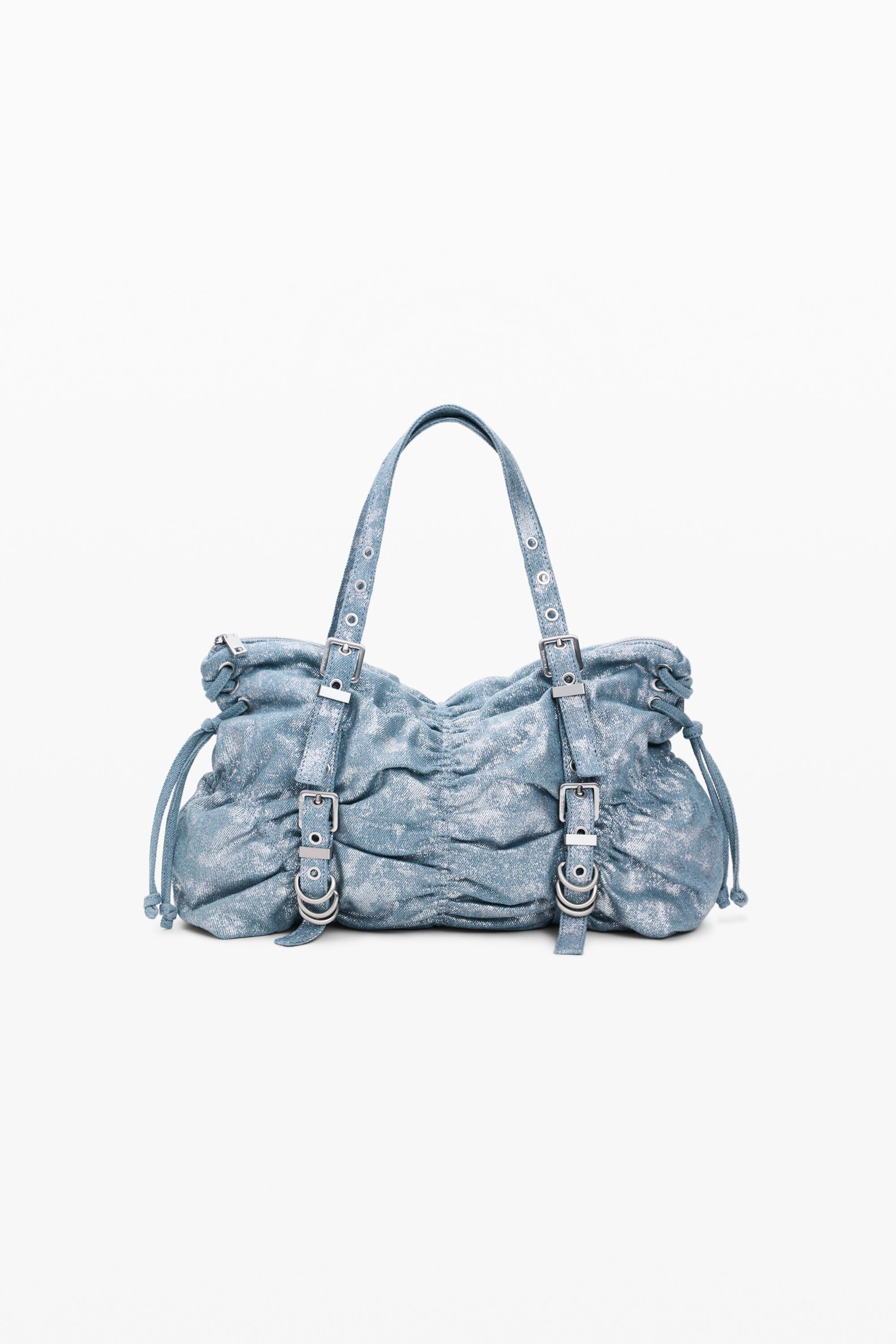 Desigual, Mittlere Tasche aus Denim mit Rüschen, Damen, Blau, U