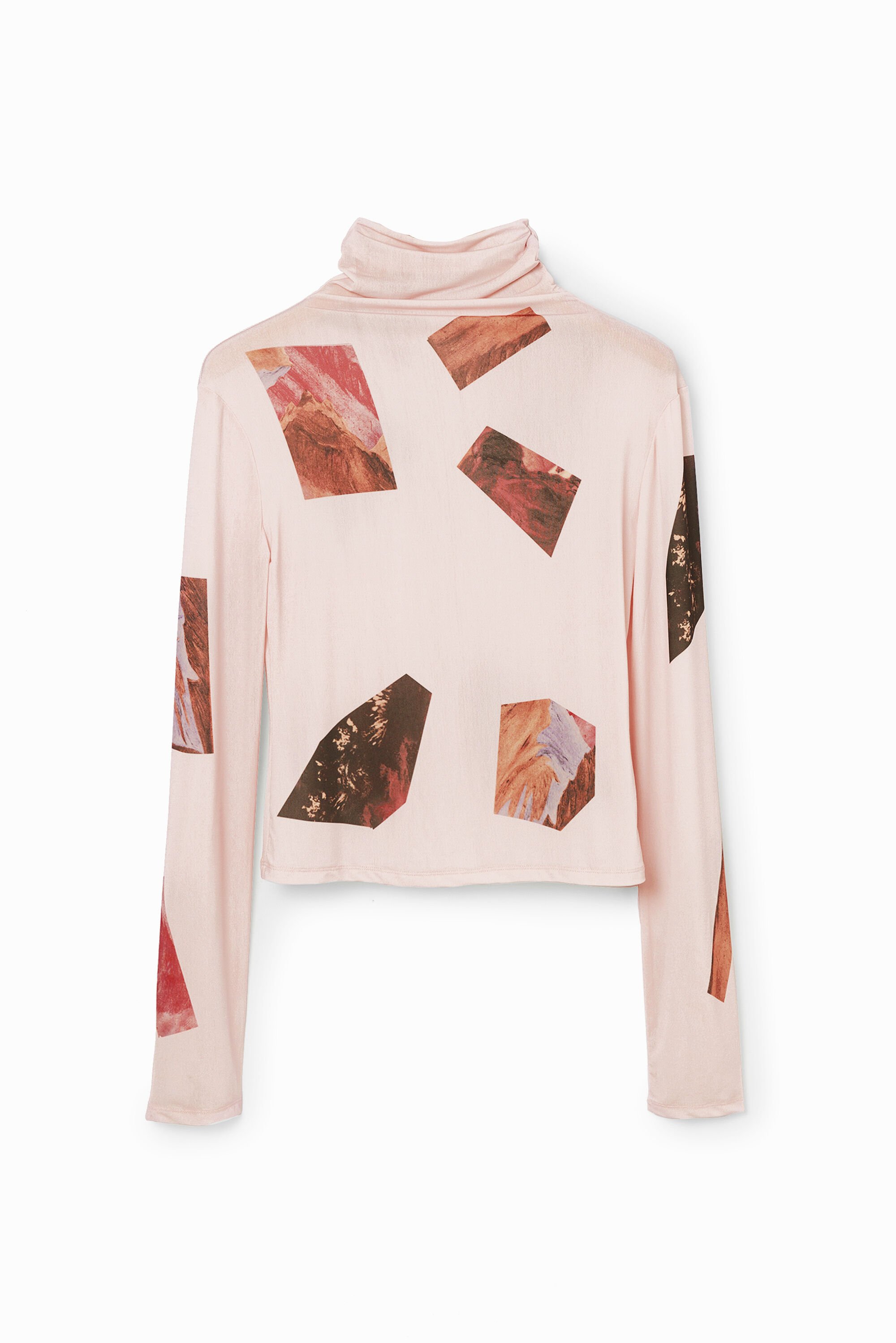 Desigual, Shirt Slim Fit hoher Kragen Collage, Polyester, Rot, XS