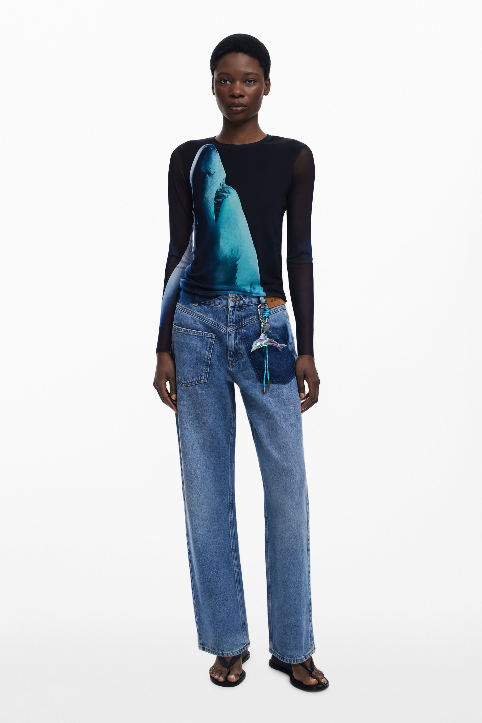 Desigual, Umgekehrte Botter-Jeans, Damen, Baumwolle, Blau, M