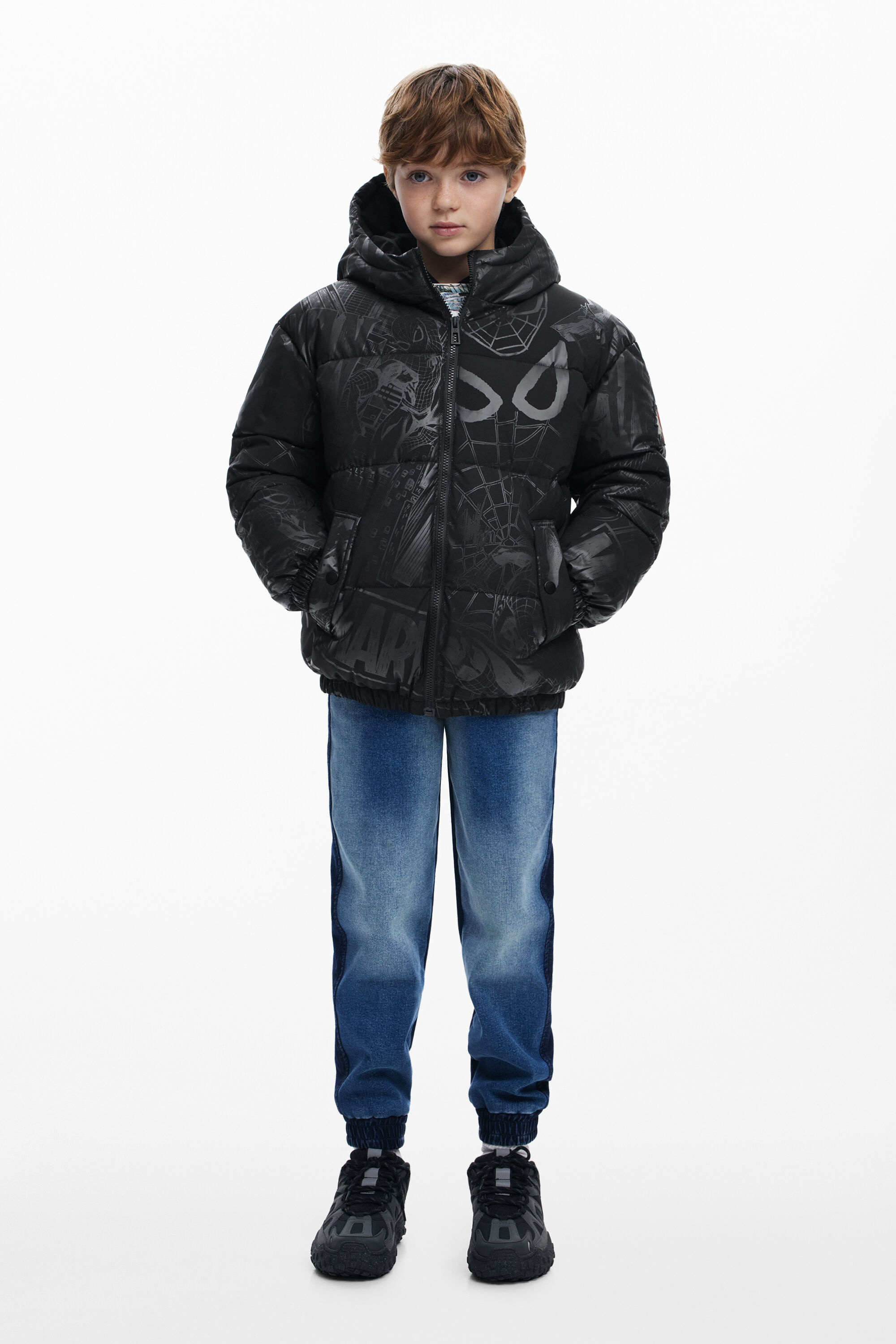 Desigual, Gesteppte Spiderman™-Jacke, Kinder, Polyester, Schwarz, 11/12