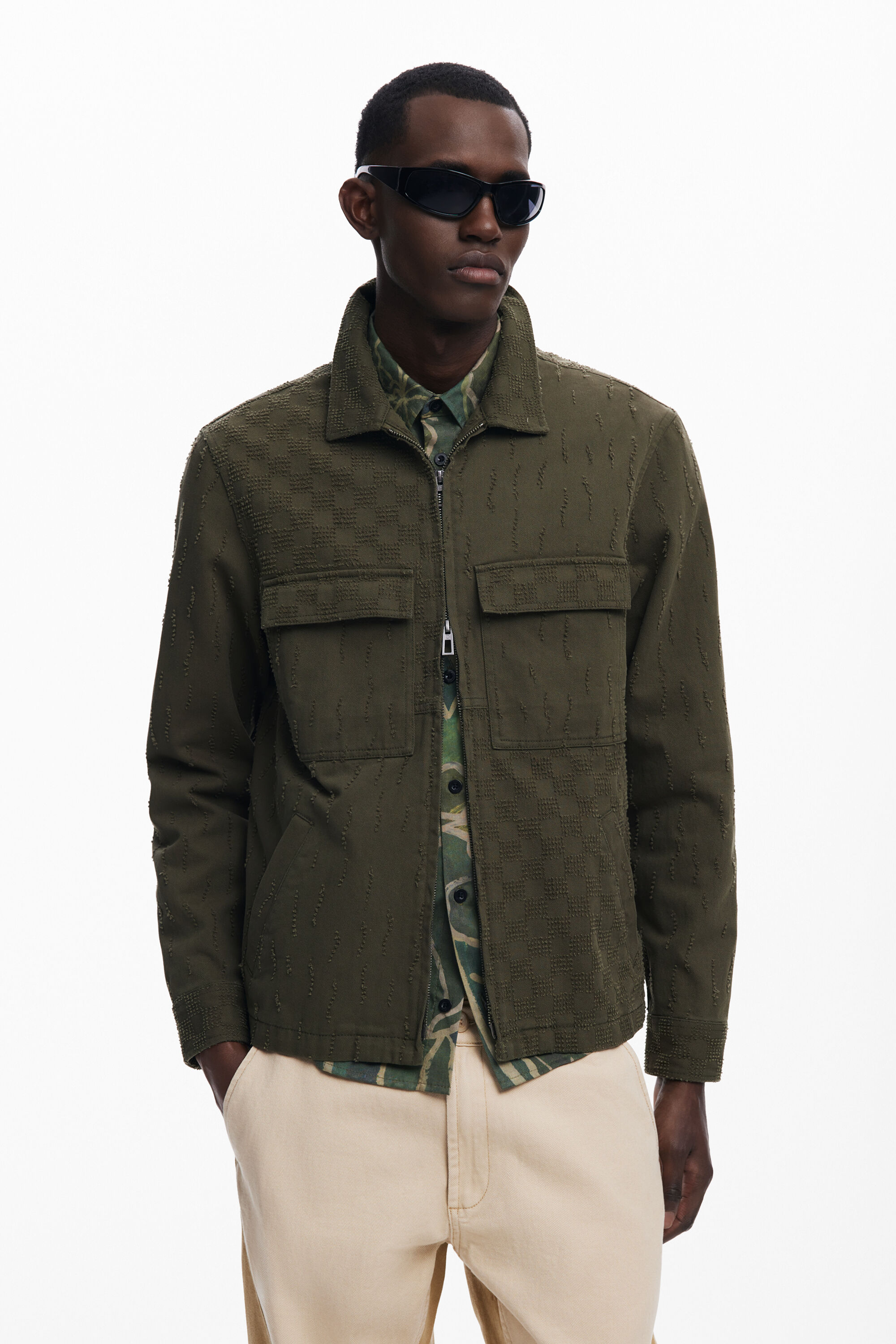 Desigual, Jacke mit Doppelreißverschluss, Herren, Baumwolle, GrüN, XL