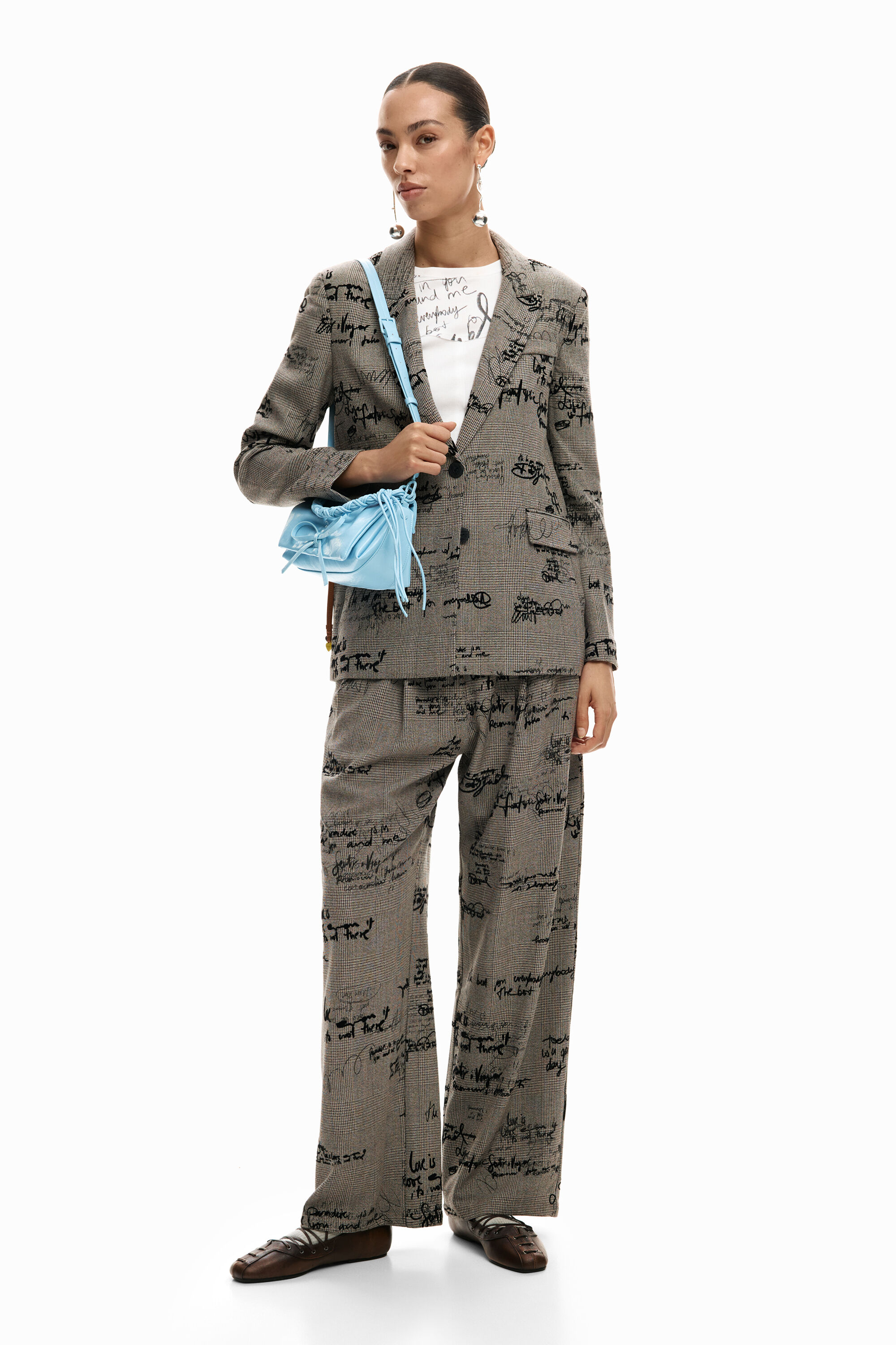 Desigual, Hose mit Karomuster und Schriftzug, Damen, Schwarz, M