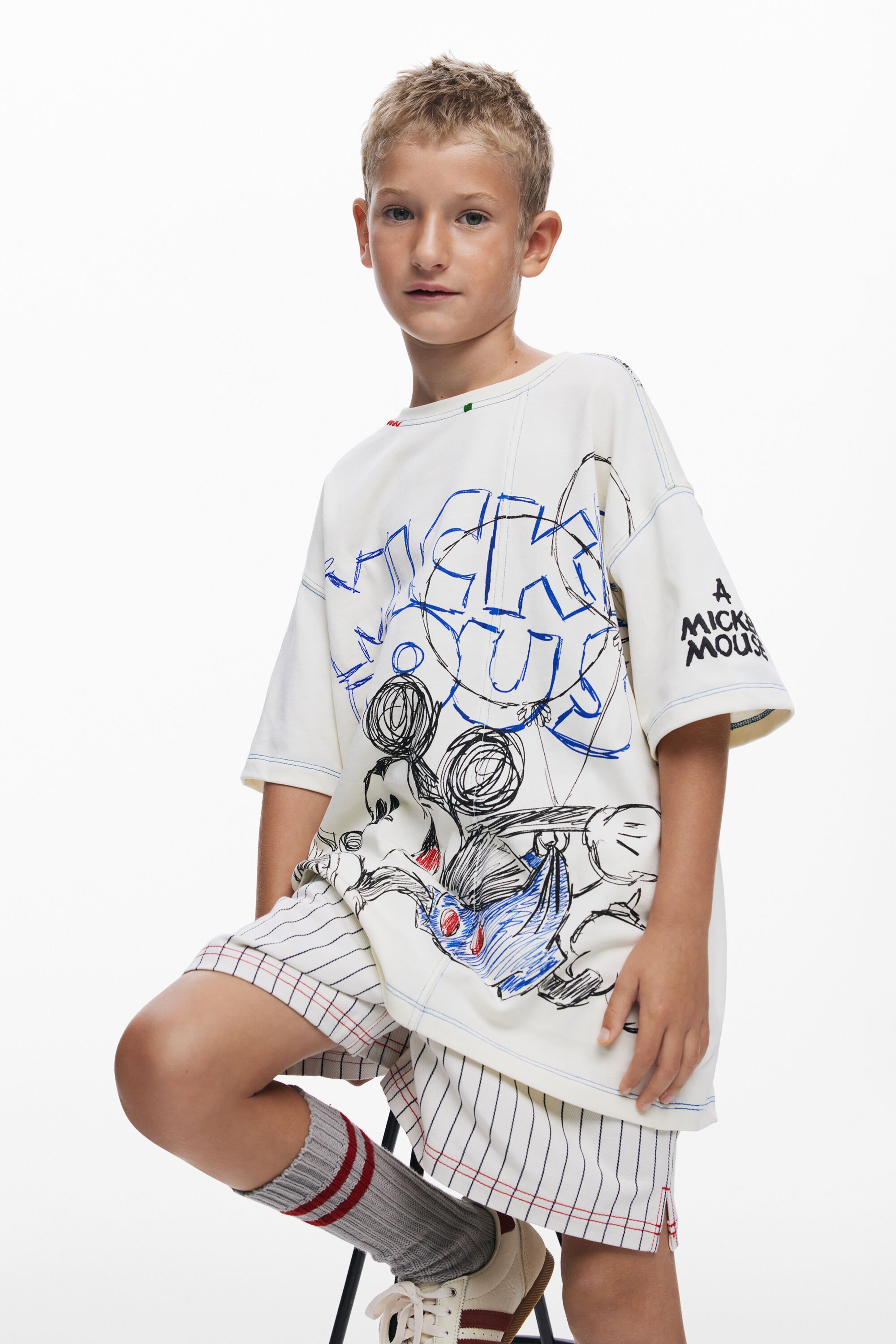 Desigual, Bedrucktes T‑Shirt Mickey Mouse™, Kinder, Baumwolle, Weiß, 7/8