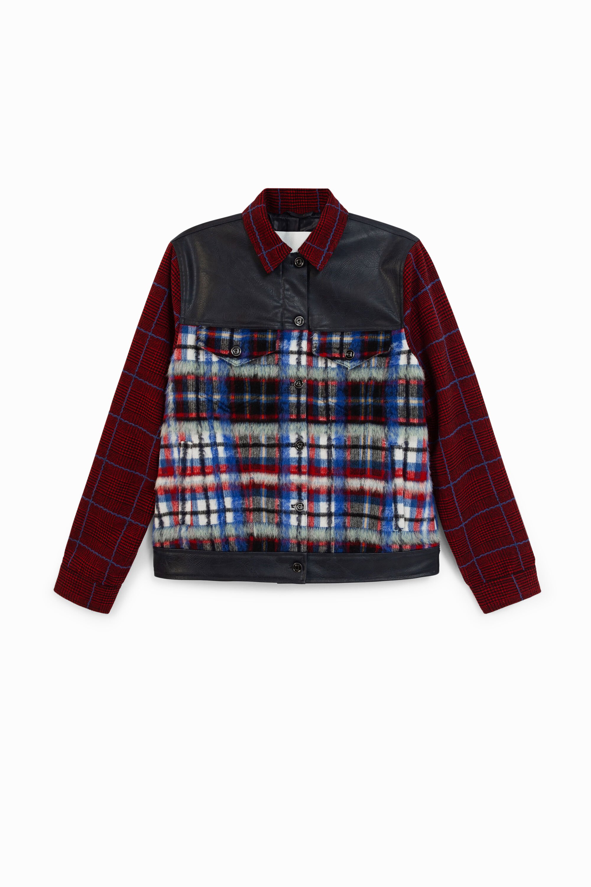 Desigual, Jacke mit Tartan in Felloptik, Rot, L