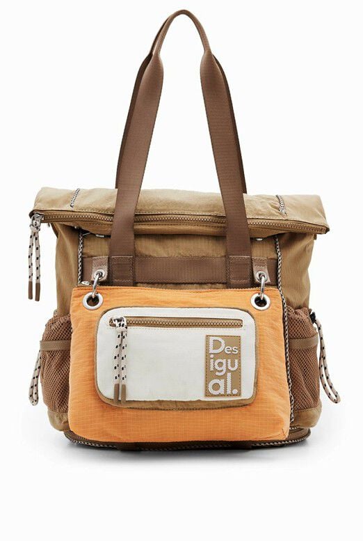 Desigual, Großer Voyager-Rucksack mit mehreren Tragemöglichkeiten, Damen, Polyamid, Braun, U