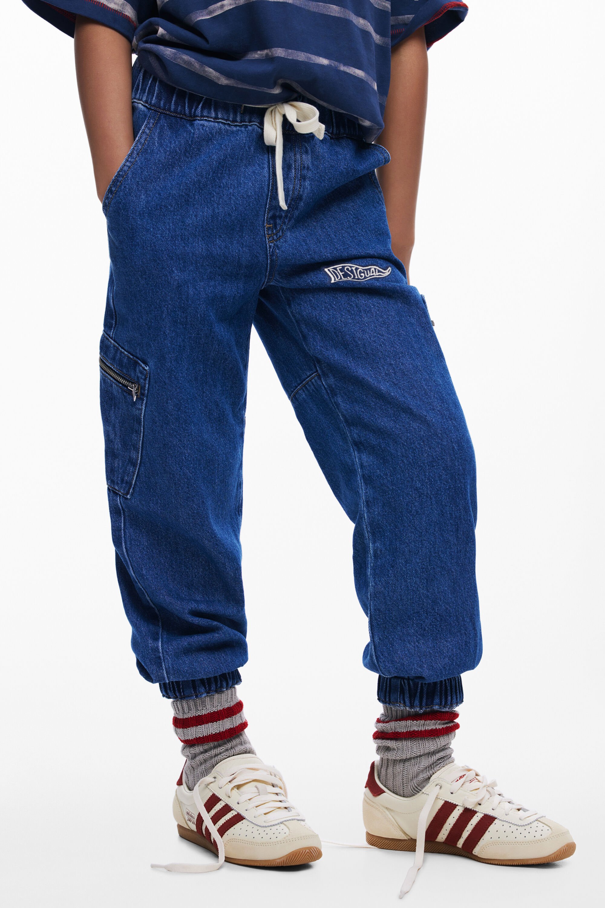 Desigual, Jeans mit Reißverschlüssen, Kinder, Blau, 3/4