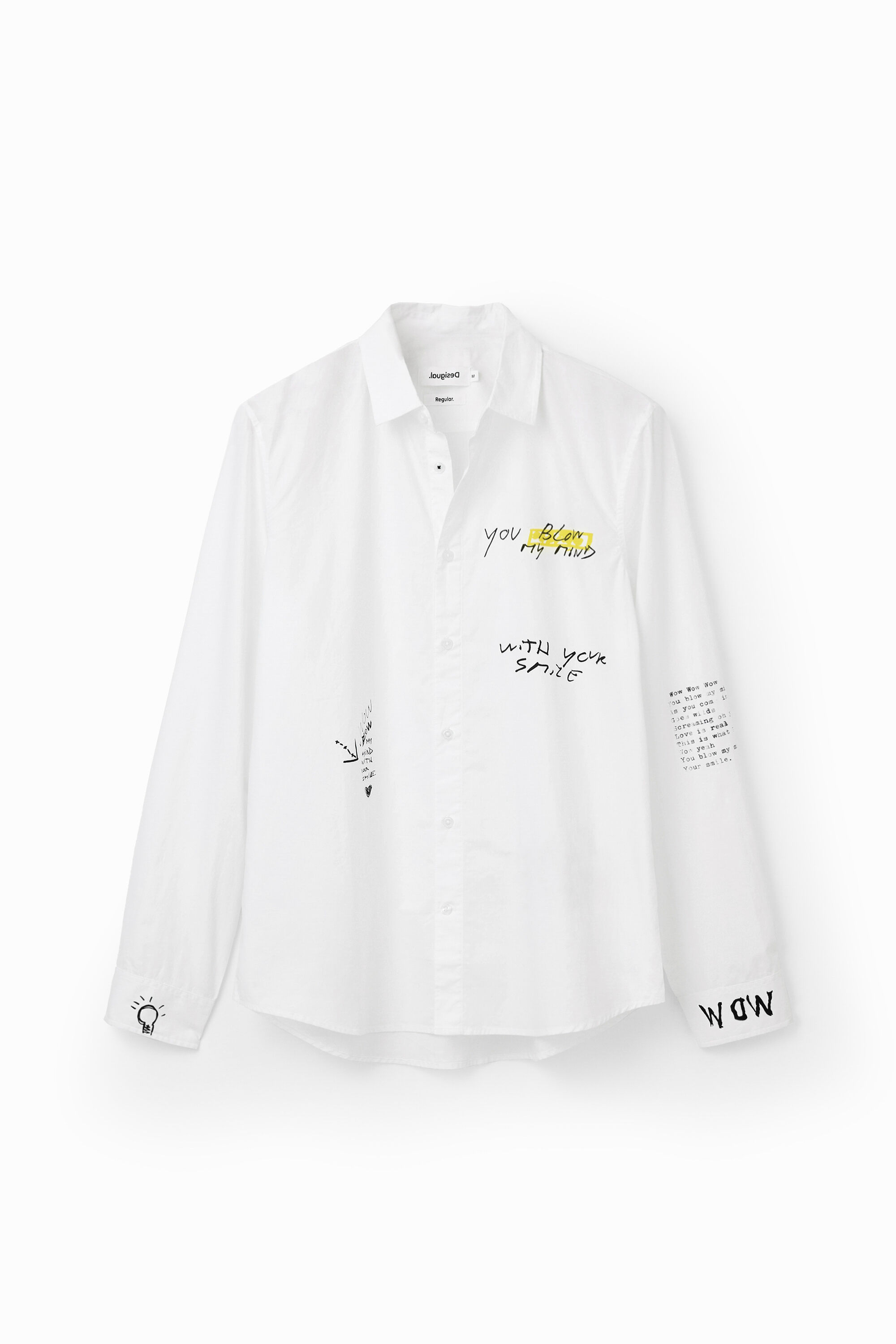 Desigual, Hemd Messages Kontrast, Herren, Baumwolle, Weiß, M