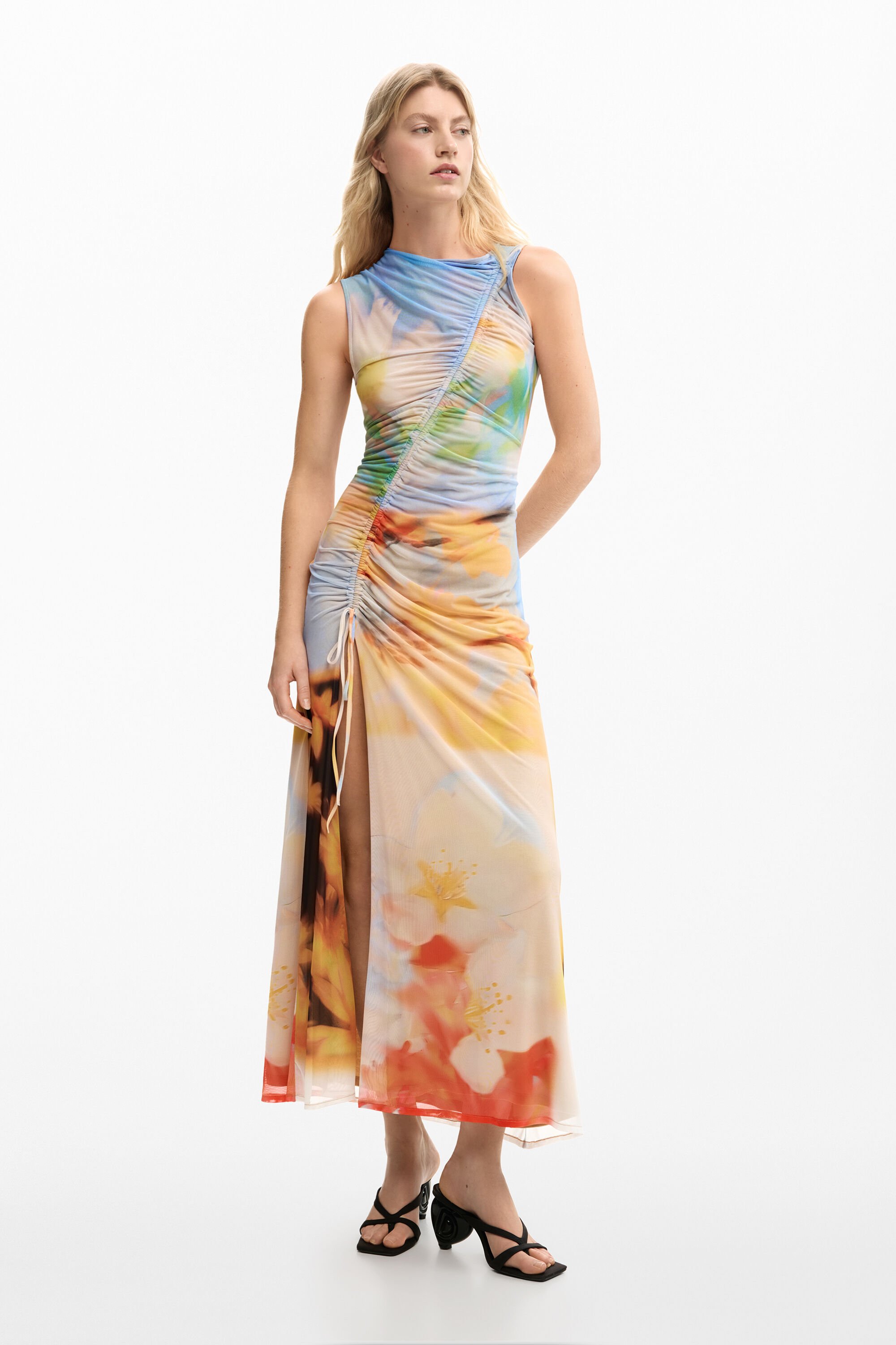 Desigual, Langes drapiertes kleid, Damen, Polyester, XL