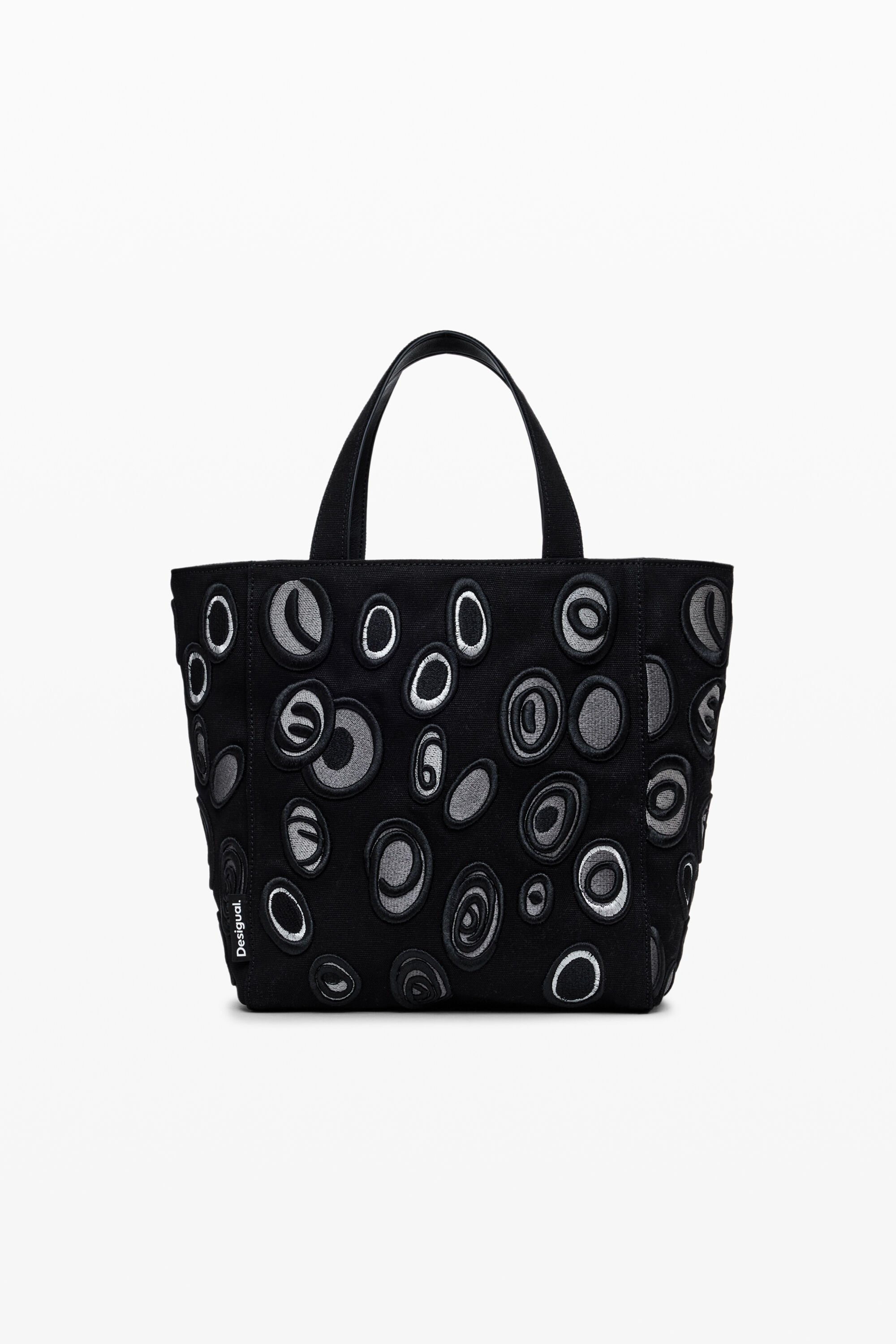 Desigual, Shopper-Tasche mit Stickereien, Baumwolle, Schwarz, U