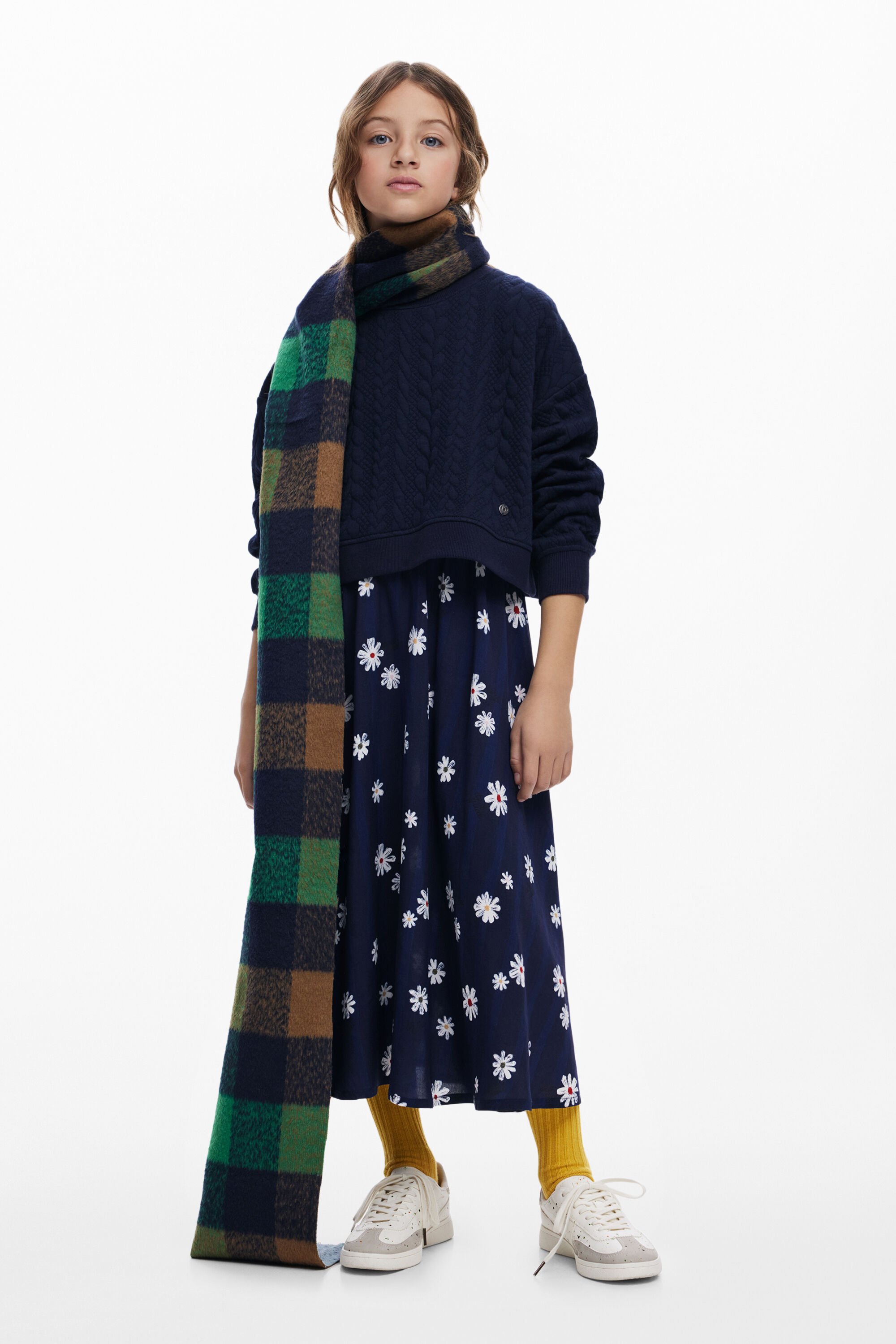 Desigual, 2-in-1-Kleid mit Blumenmuster, Kinder, Blau, 5/6