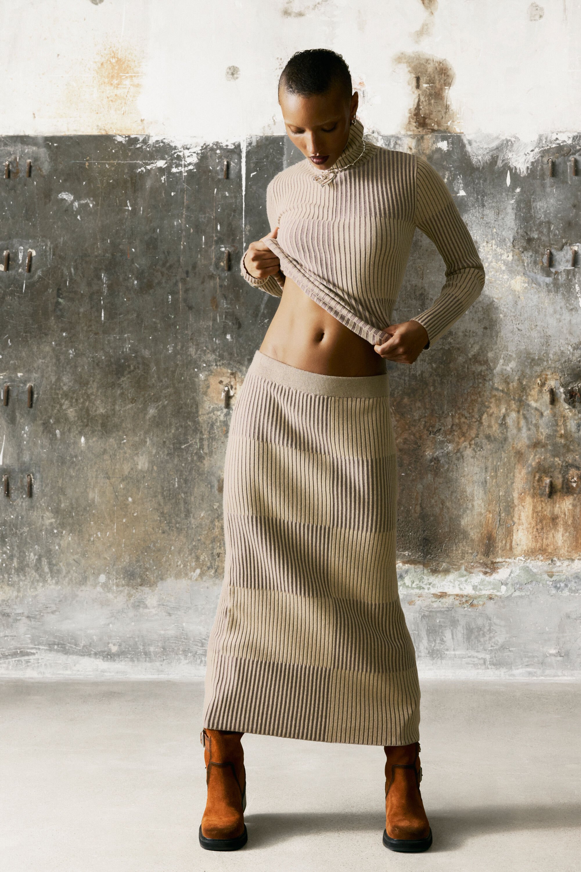 Desigual, ROCK AUS BAUMWOLLSTRICK, Damen, Braun, S