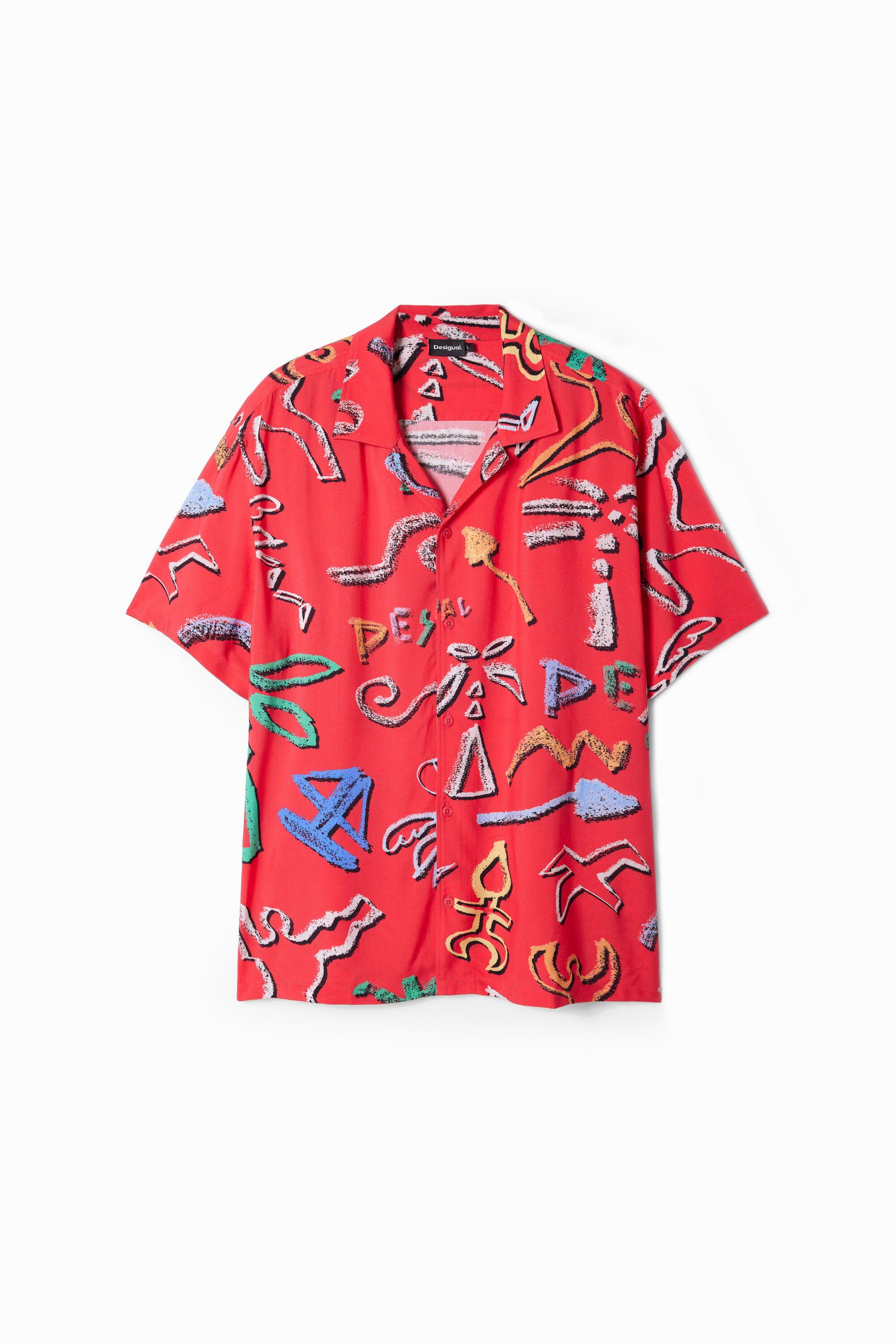 Desigual, Hemd mit künstlerischen Motiven, Viskose, Rot, S