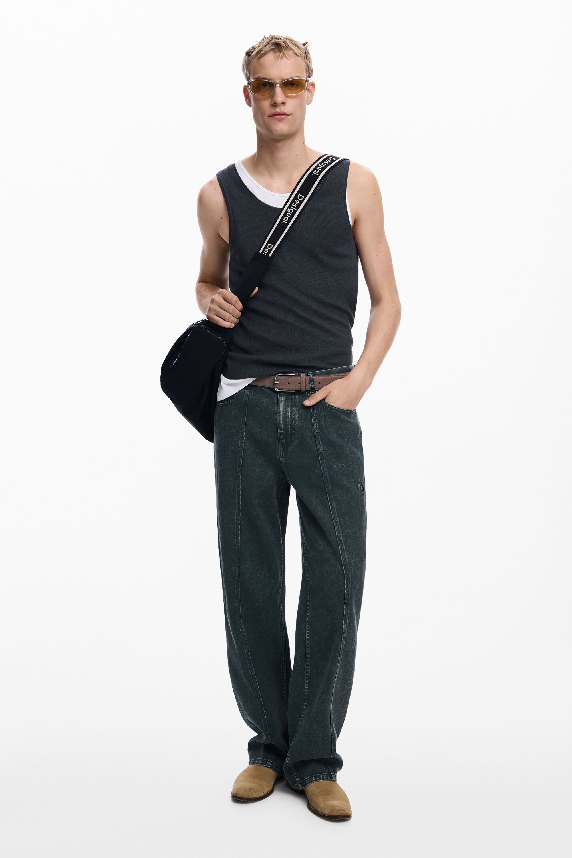 Desigual, Gerade Hose mit Waschungseffekt, Herren, Baumwolle, GrüN, 32
