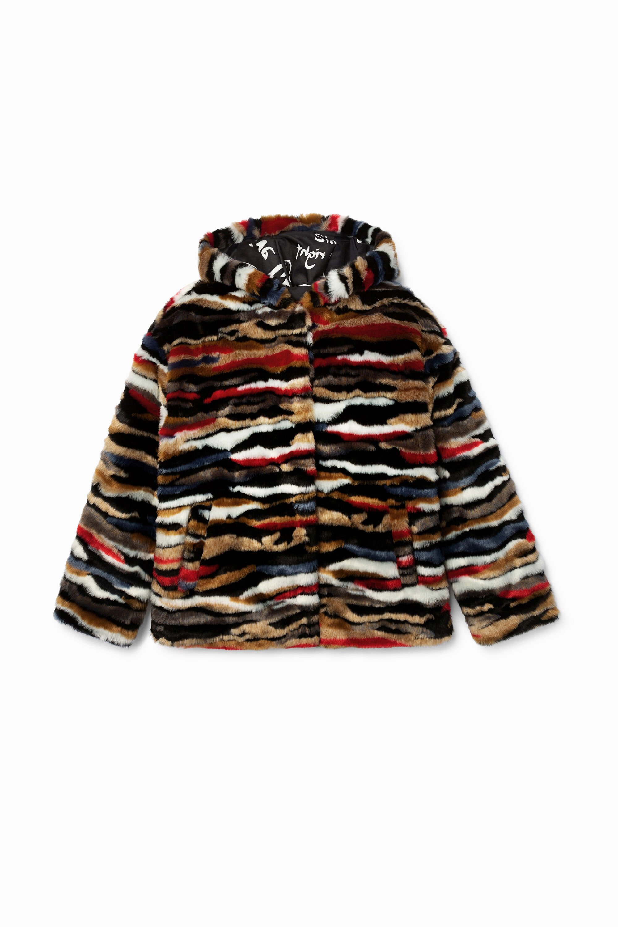 Desigual, Kurze, bunte Plüsch-Jacke, Damen, M