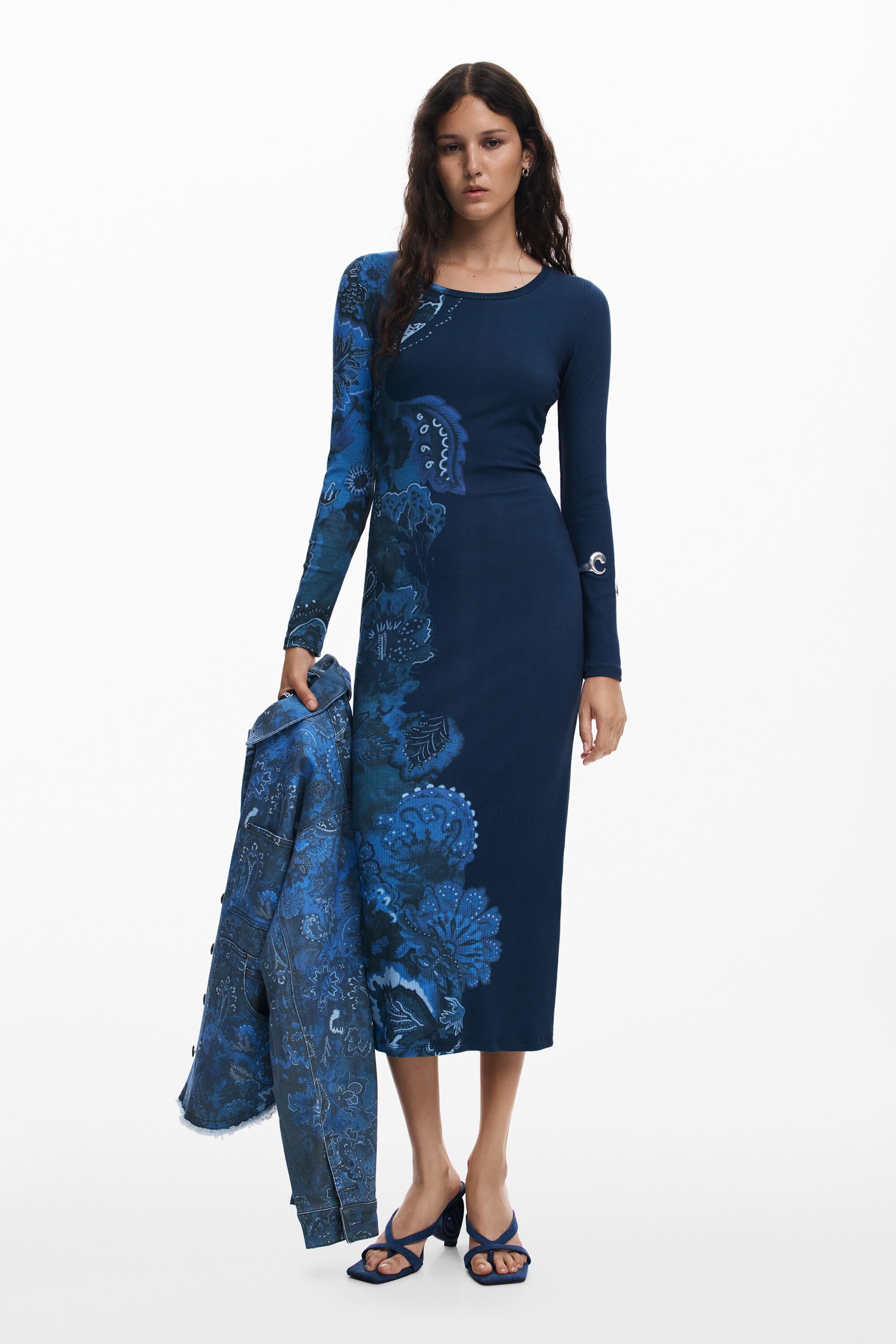 Desigual, Enges Kleid mit Mandalas, Damen, Viskose, Blau, S