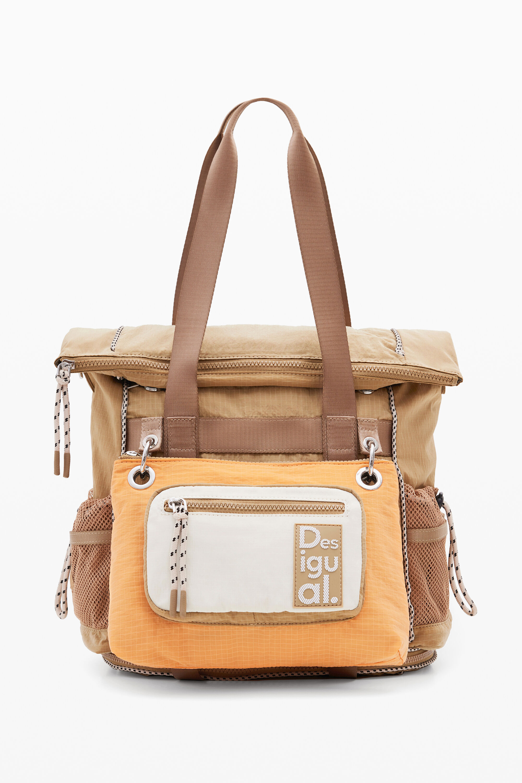 Desigual, Vielseitiger Rucksack Voyager XL, Damen, Polyamid, Braun, U