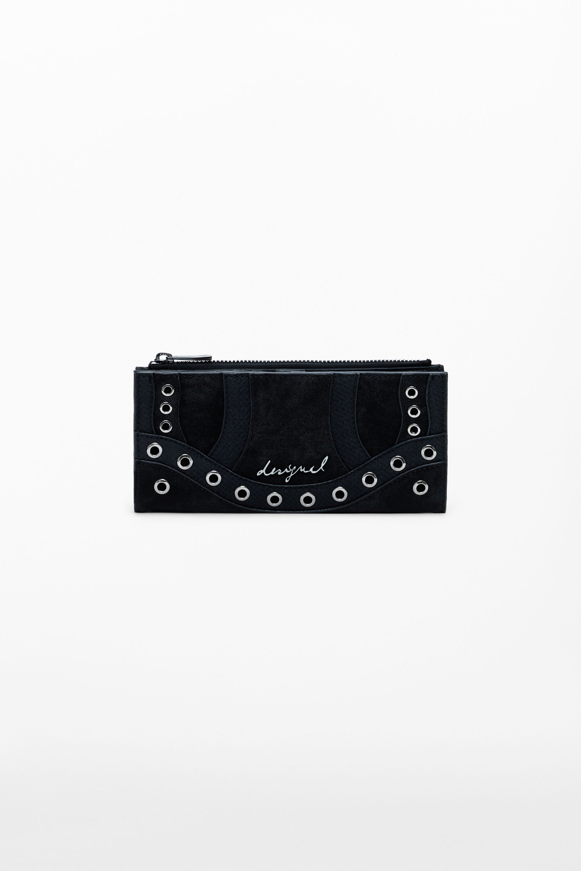 Desigual, Mittlerer Geldbeutel mit Schlangennieten, Damen, Polyurethan, Schwarz, U