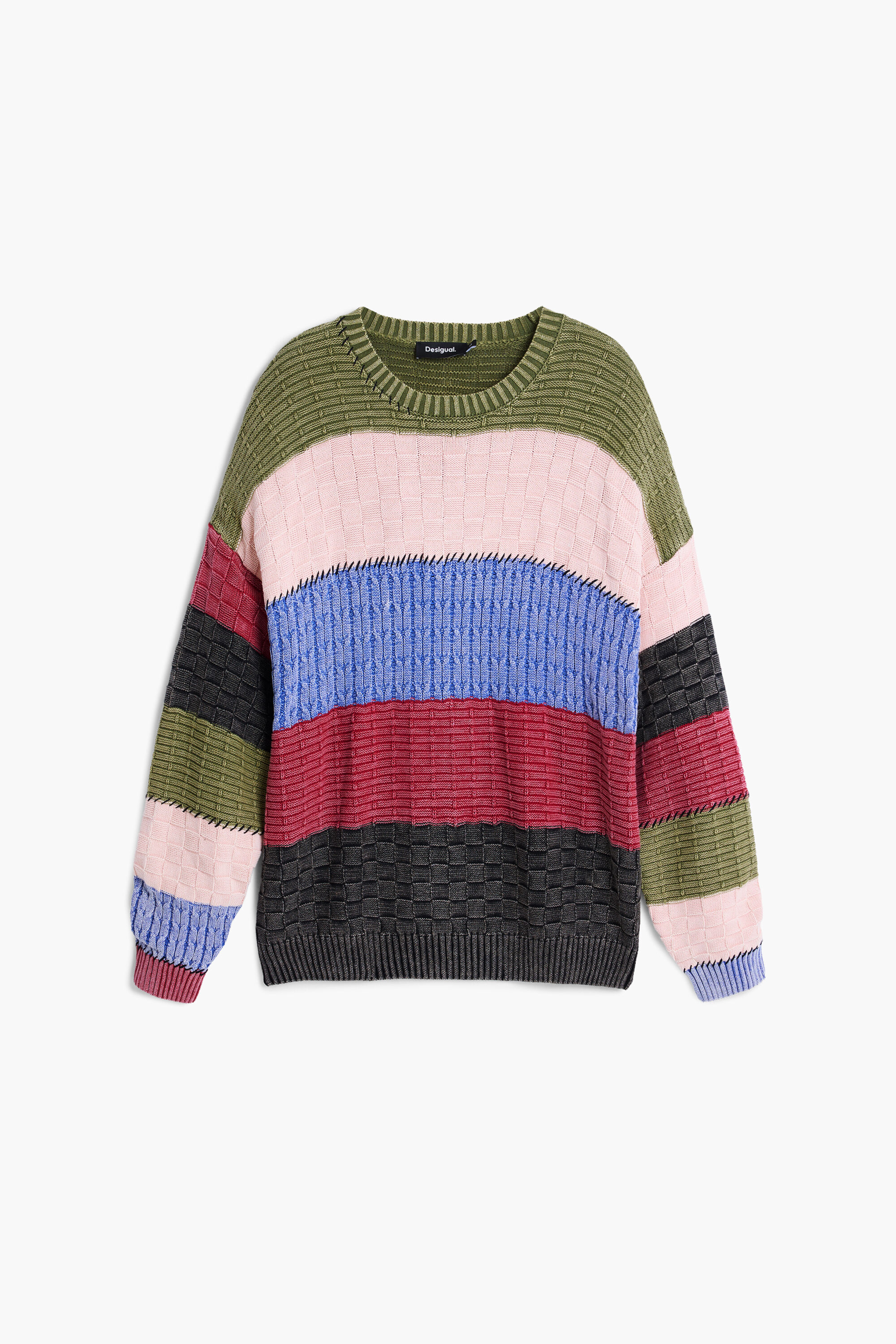 Desigual, Strickpullover mit Steppnähten, Herren, Baumwolle, S