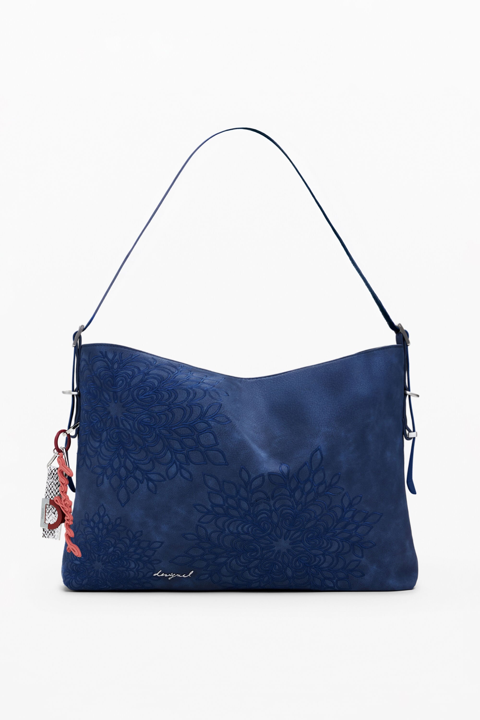 Desigual, Mittlere Schultertasche mit Mandala-Prägung, Damen, Polyurethan, Blau, U