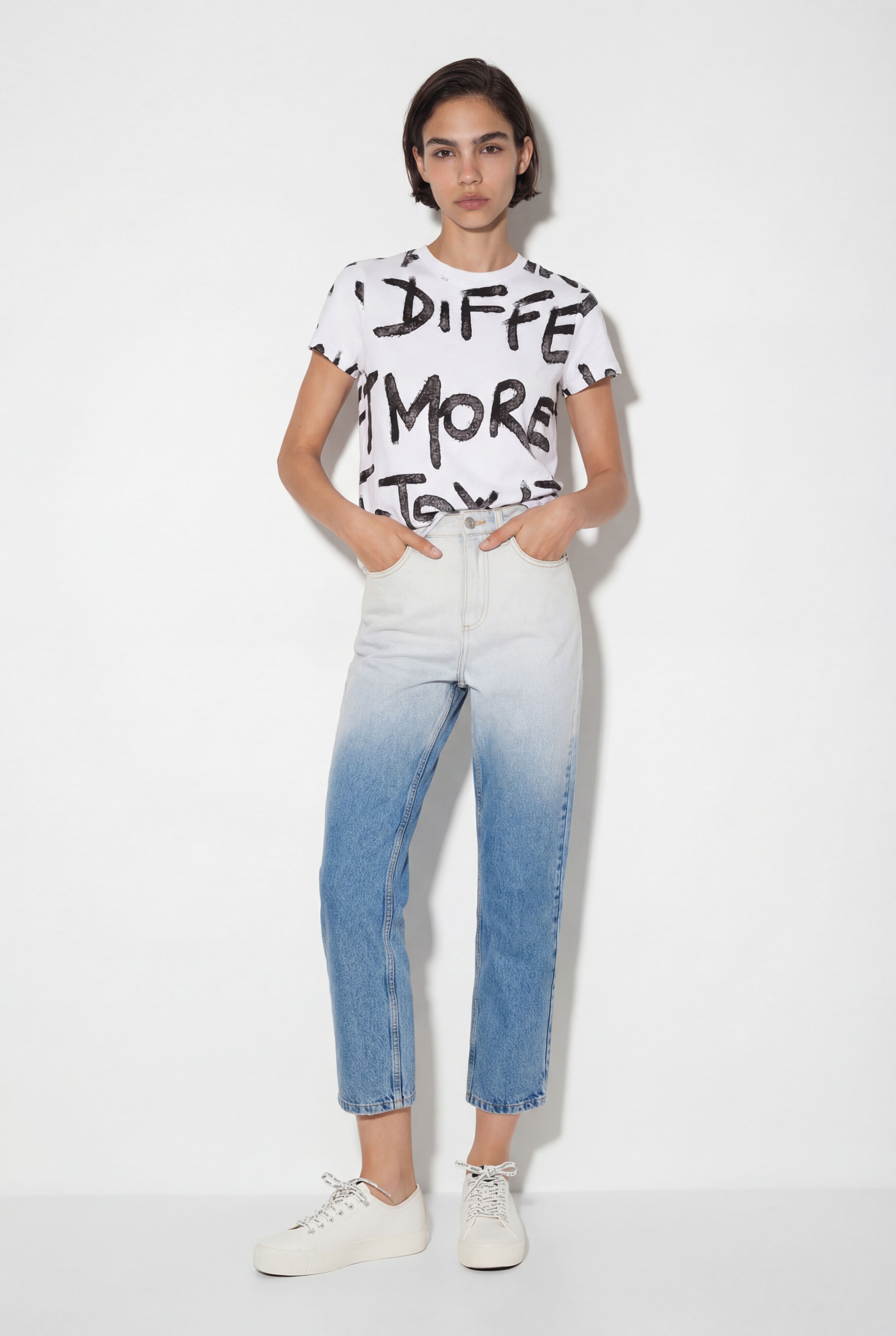 Desigual, Jeans Straight Cropped Farbverlauf, Damen, Baumwolle, Blau, 34