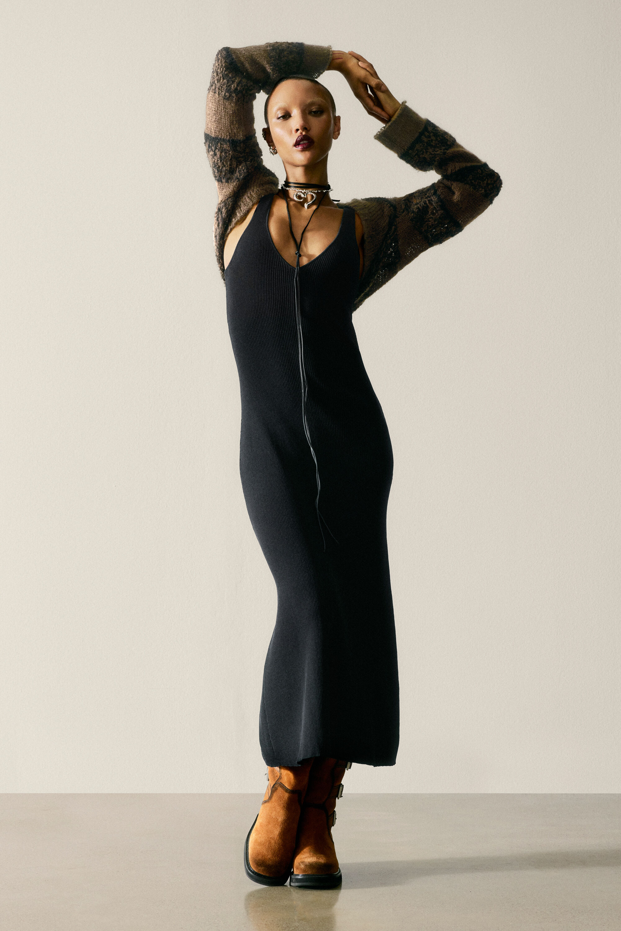 Desigual, 2-in-1 Strickkleid, Damen, Schwarz, S