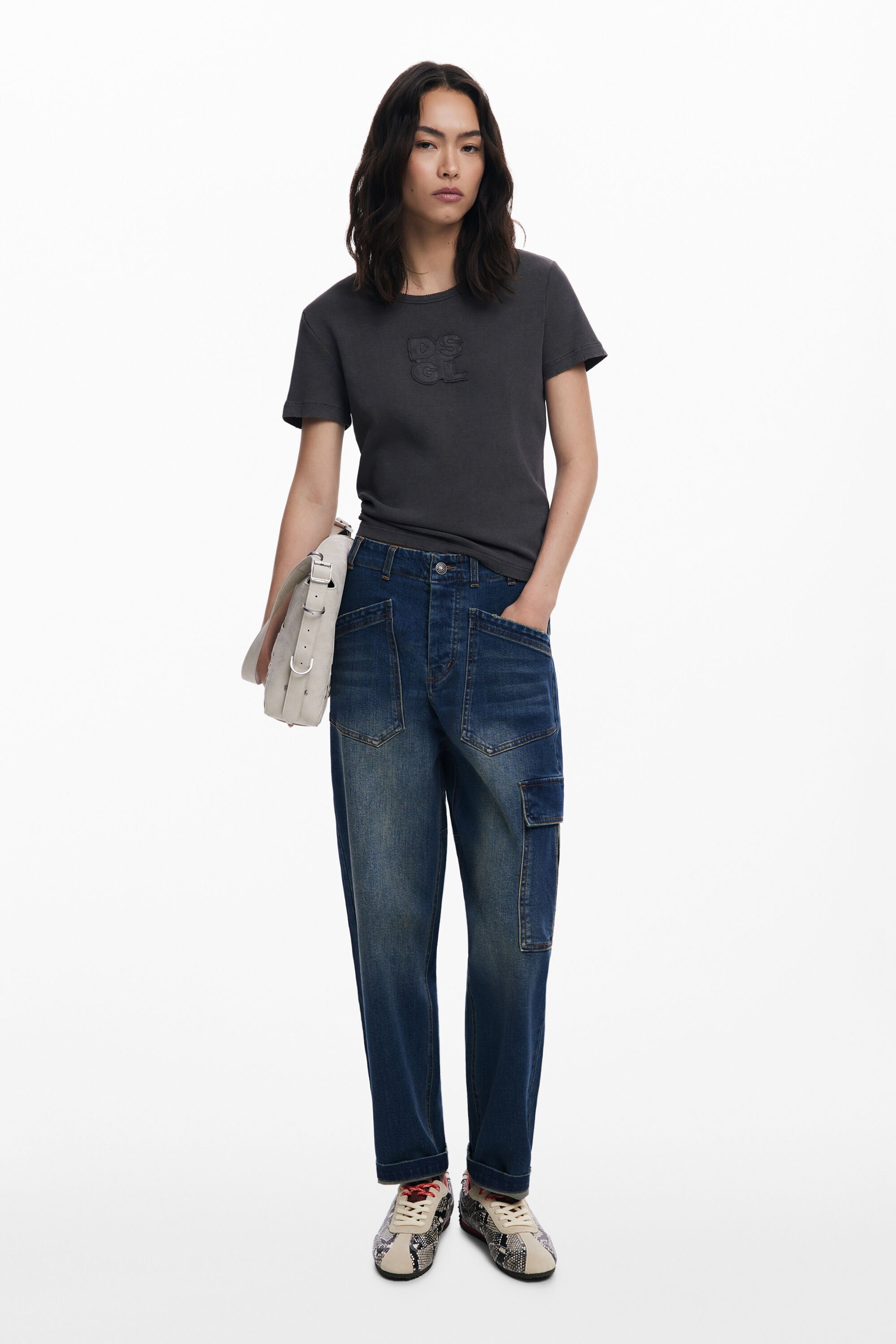 Desigual, Baggy-Jeans mit Taschen, Damen, Baumwolle, Blau, 44