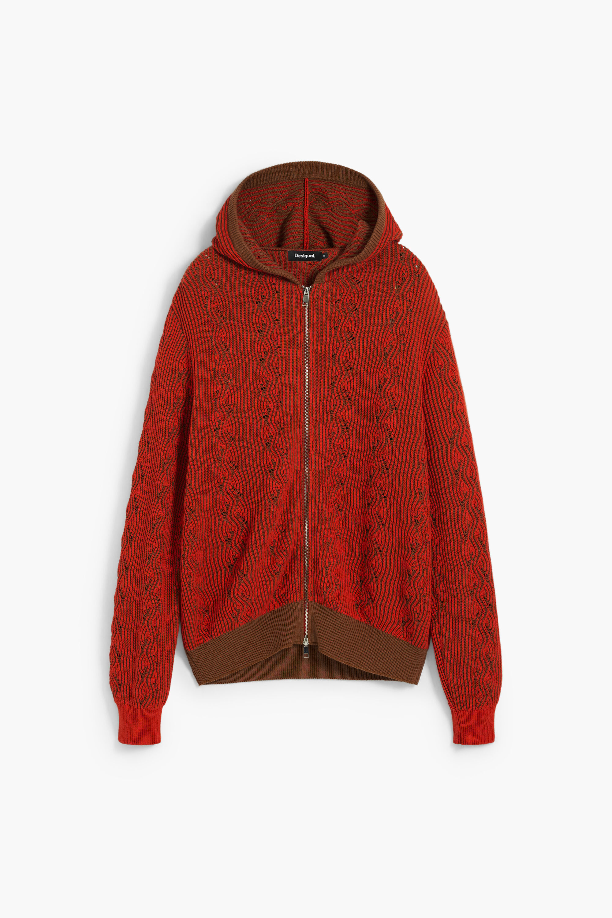 Desigual, Reißverschluss-Strickpullover, Herren, Baumwolle, Rot, L